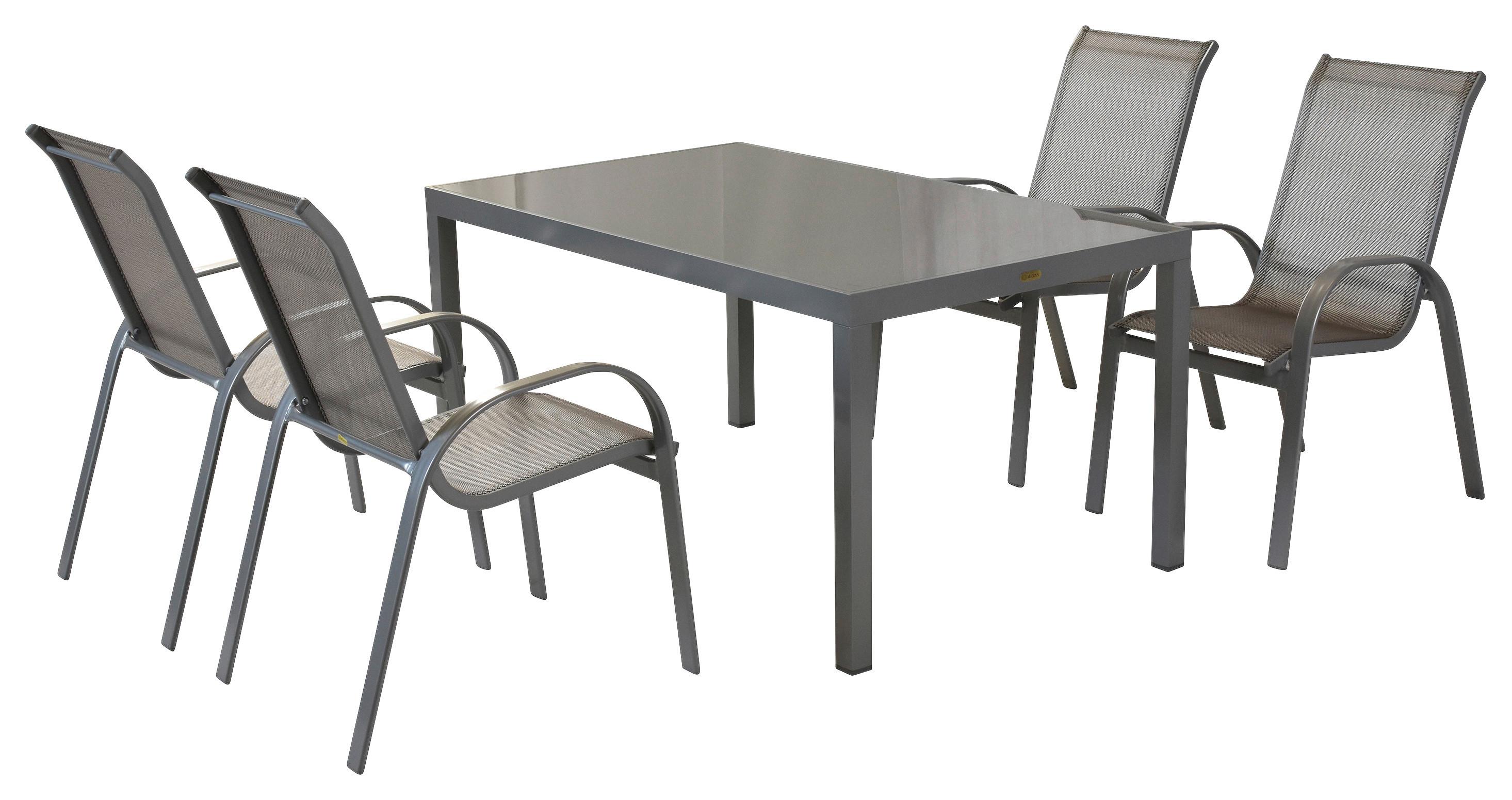 GARTENSET AMALFI - Silberfarben/Braun, MODERN, Textil/Metall - Gardenson