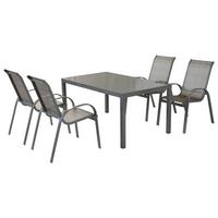 GARTENSET AMALFI - Silberfarben/Braun, MODERN, Textil/Metall - Gardenson