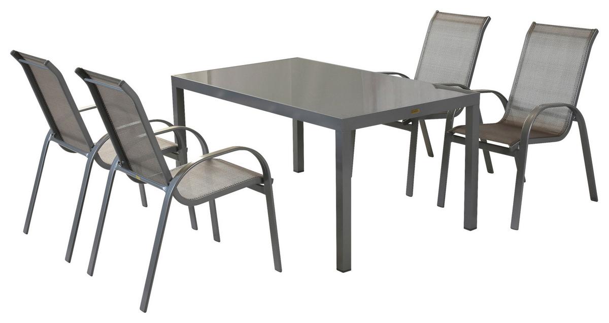 GARTENSET AMALFI - Silberfarben/Braun, MODERN, Textil/Metall - Gardenson