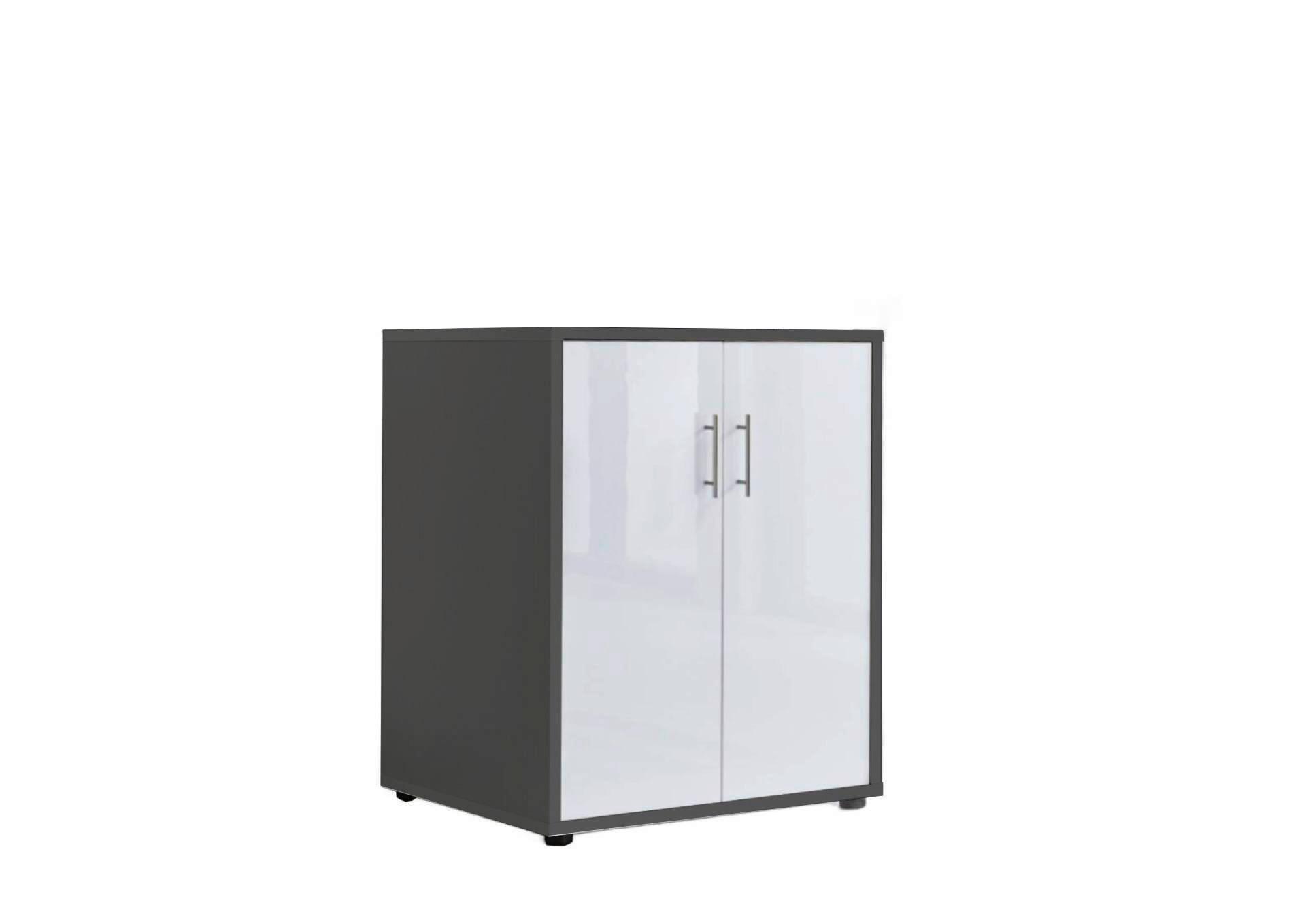 AKTENSCHRANK OFFICE EDITION - Weiß Hochglanz/Anthrazit, MODERN, Holzwerkstoff (54/74/50cm) - MID.YOU