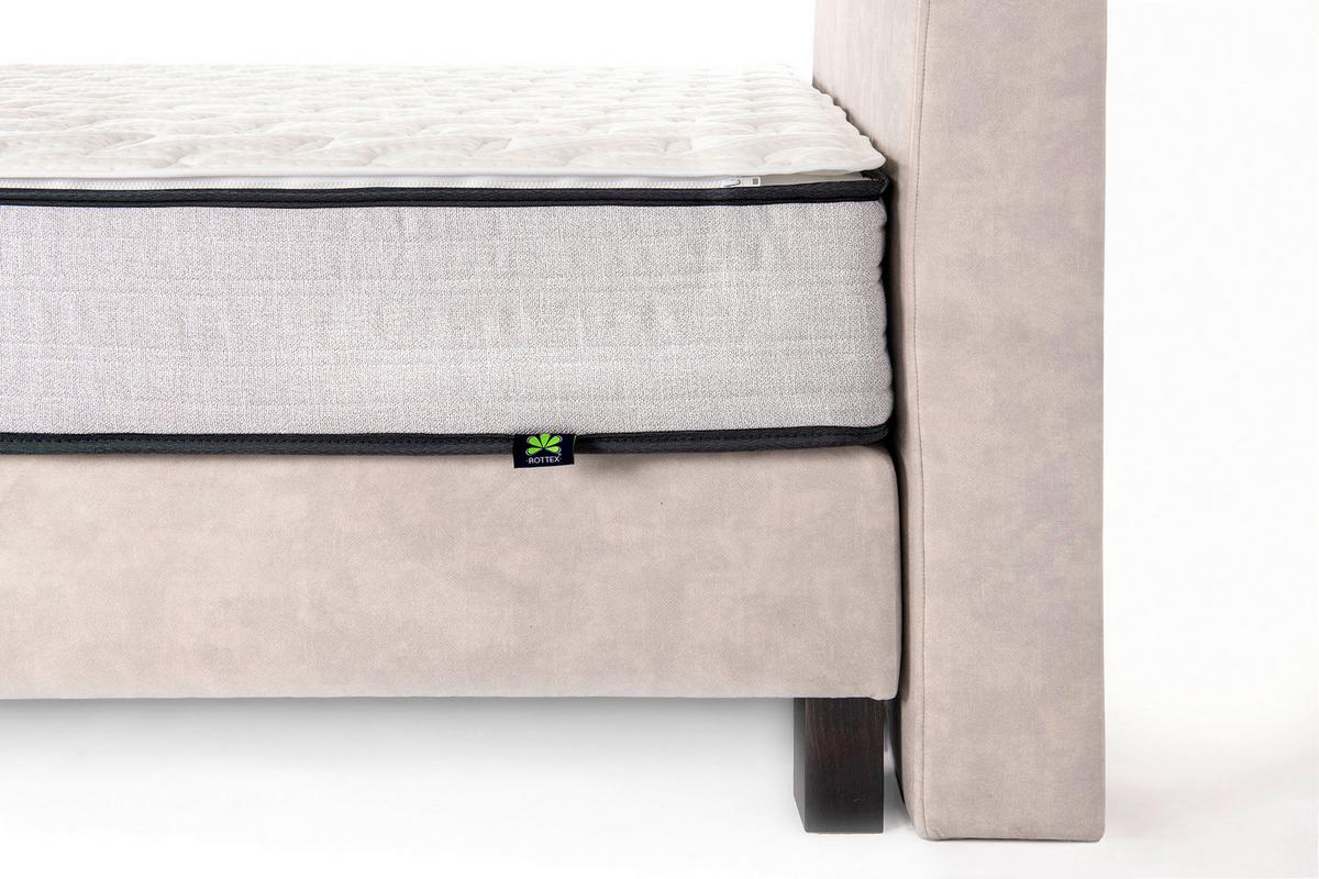 Boxspring Ágy Pasadena - krémszínű, Modern, faalapú anyag/textil (160/200cm)