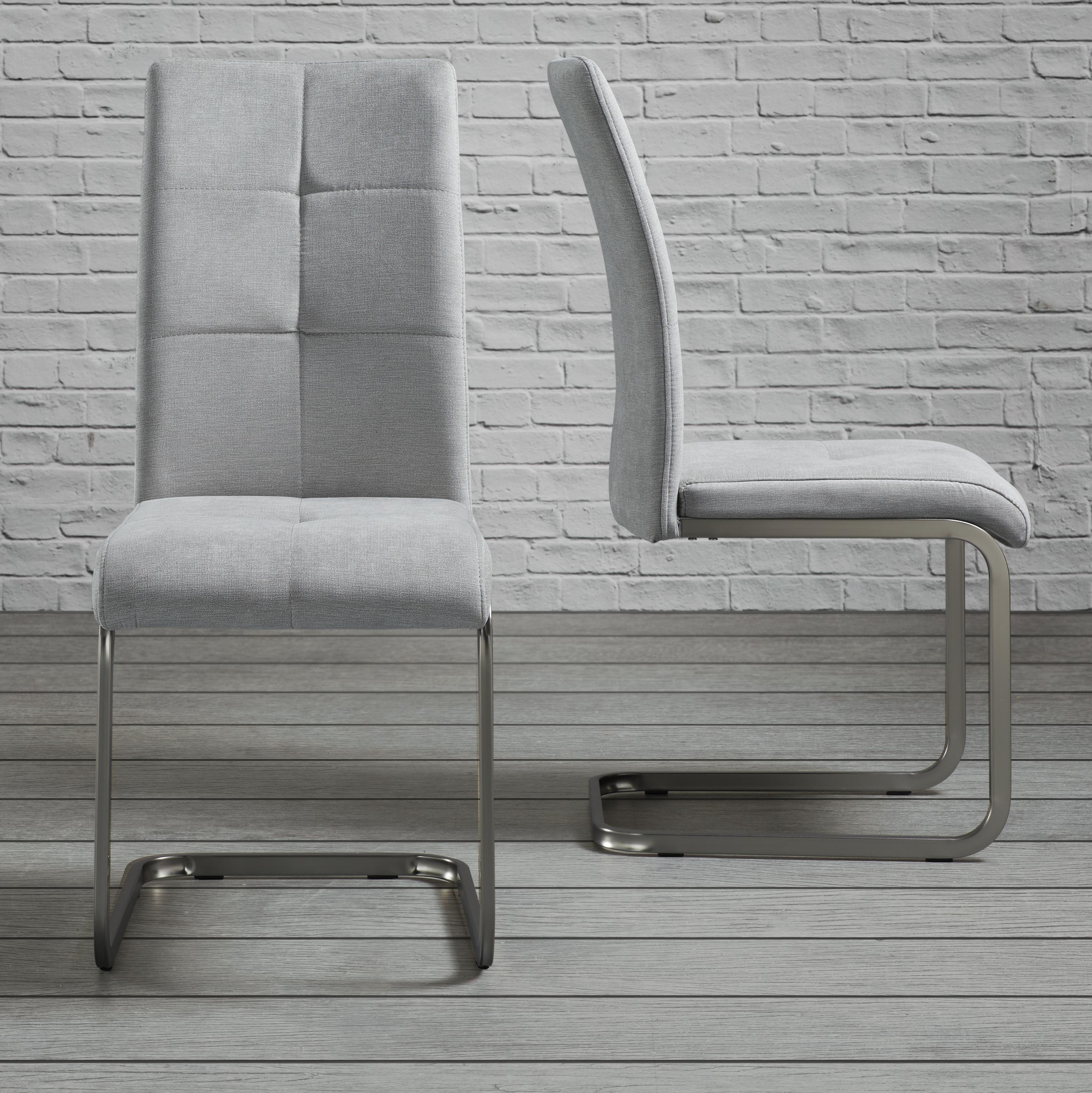 Schwingstuhl in Hellgrau 'Lucie' - Chromfarben/Hellgrau, MODERN, Holz/Textil (42,5/98/45cm) - Bessagi Home