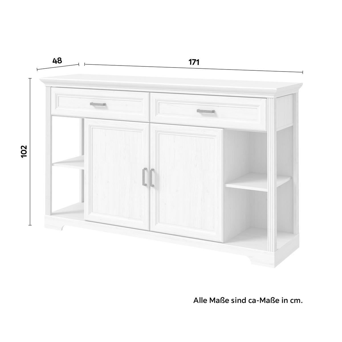 Sideboard in Pinienfarbe - Pinienfarben, Romantik / Landhaus, Holzwerkstoff/Metall (171/102/48cm) - Zandiara
