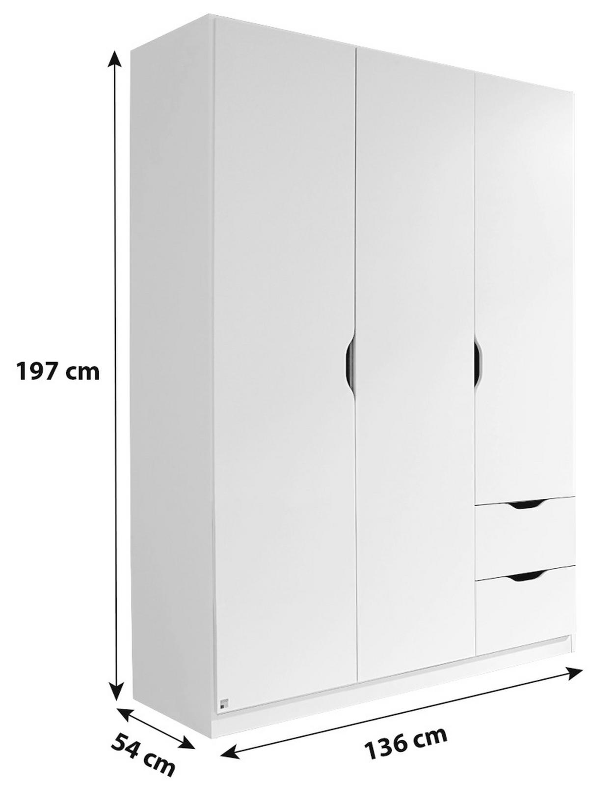 Kombischrank Freising ca. 136x197x54 cm Weiß - Weiß, MODERN, Holzwerkstoff (136/197/54cm) - Rauch Möbel