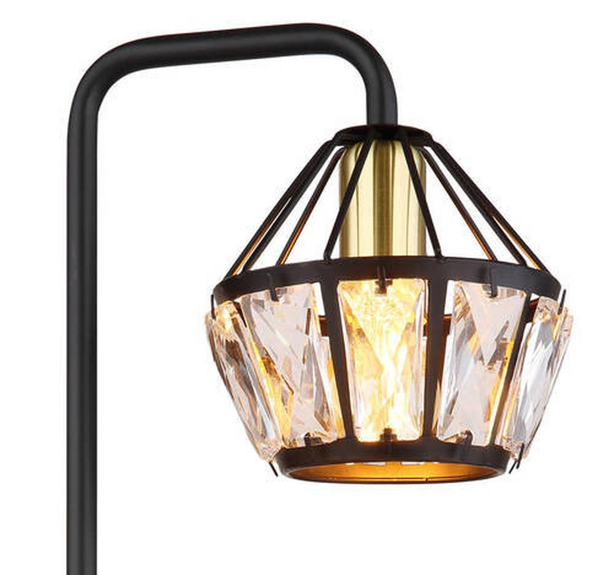 Tischleuchte Lois Schwarz/Messing max. 40 Watt - Klar/Messingfarben, KONVENTIONELL, Glas/Kunststoff (21,5/12,5/43cm) - Globo
