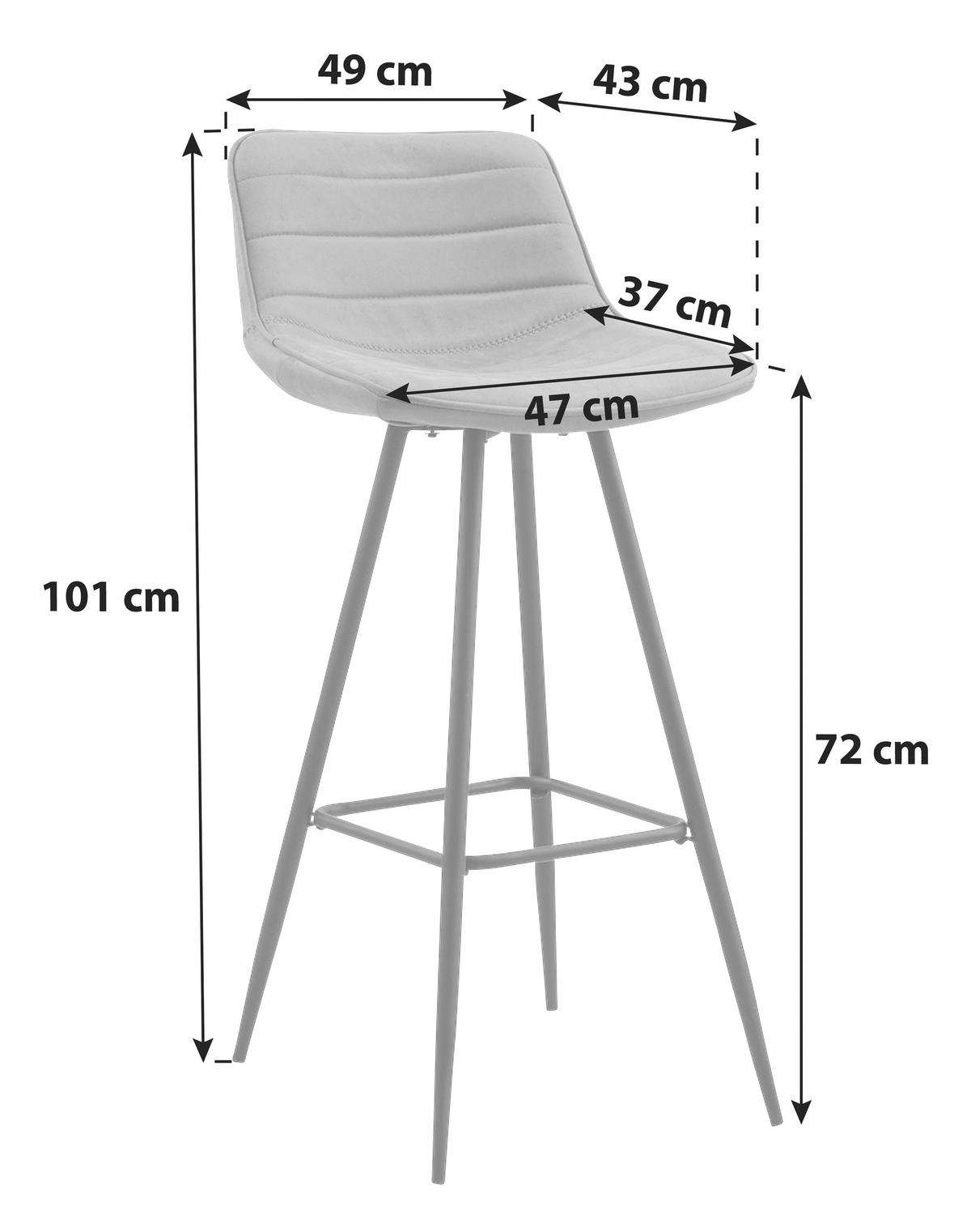 BARHOCKER-SET JORDAN - Anthrazit/Schwarz, LIFESTYLE, Textil/Metall (49/101/43cm) - MID.YOU