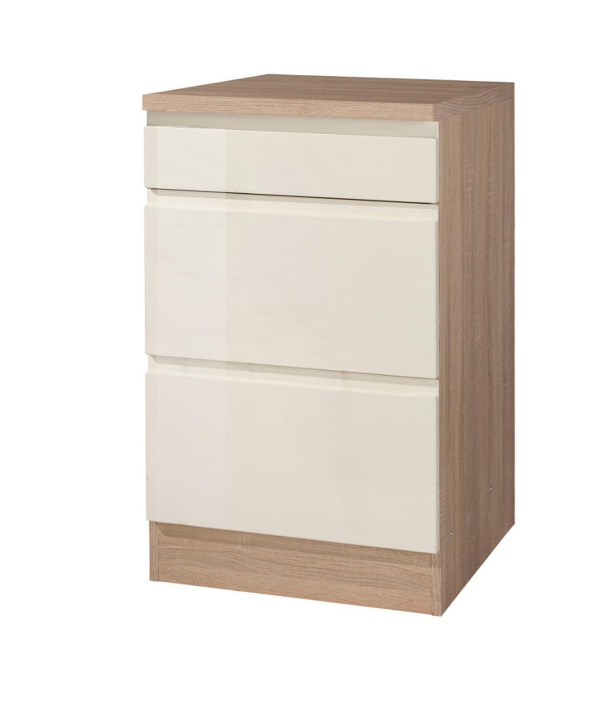 Küchenunterschrank "Cardiff" Creme/Eiche - Creme/Sonoma Eiche, Basics, Holzwerkstoff (50/85/60cm) - Held