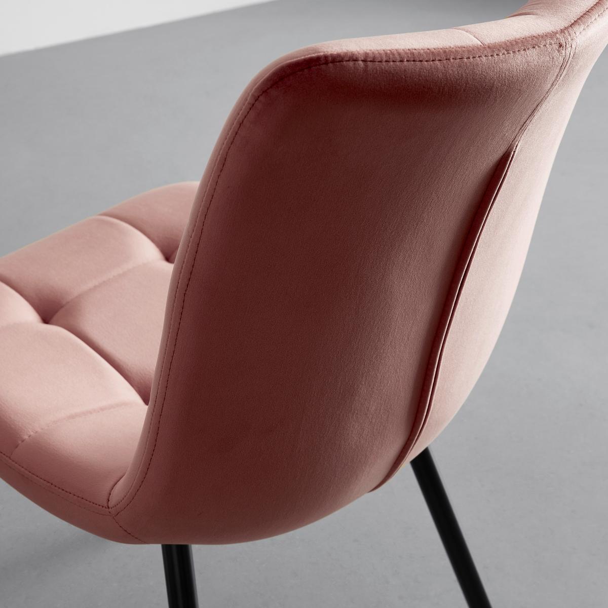 Stuhl Suri Rosa Samt Gepolstert - Schwarz/Rosa, MODERN, Holz/Textil (46/87/59cm) - Bessagi Home