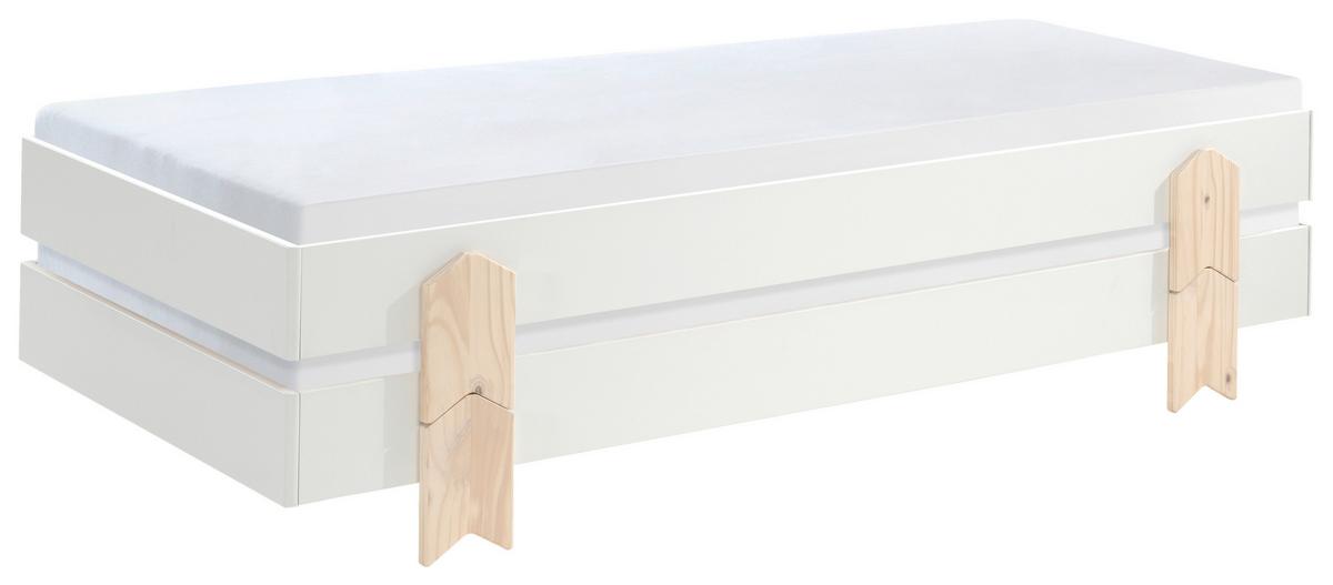 Stapelbett Modulo Weiß - Weiß/Kieferfarben, MODERN, Holz/Holzwerkstoff (90/200cm) - Vipack