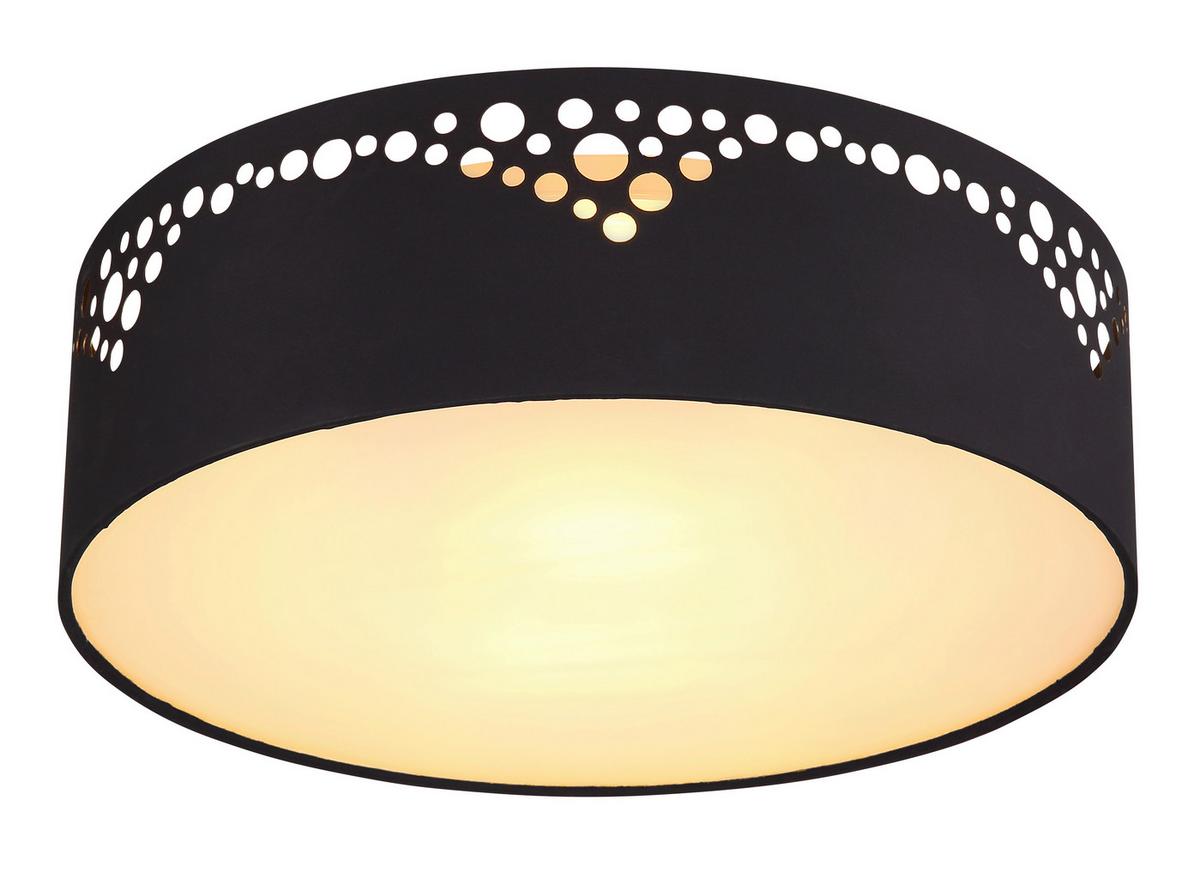 Deckenleuchte Ingeborg in Schwarz max. 15 Watt - Goldfarben/Opal, Design, Kunststoff/Textil (35/10cm) - Globo