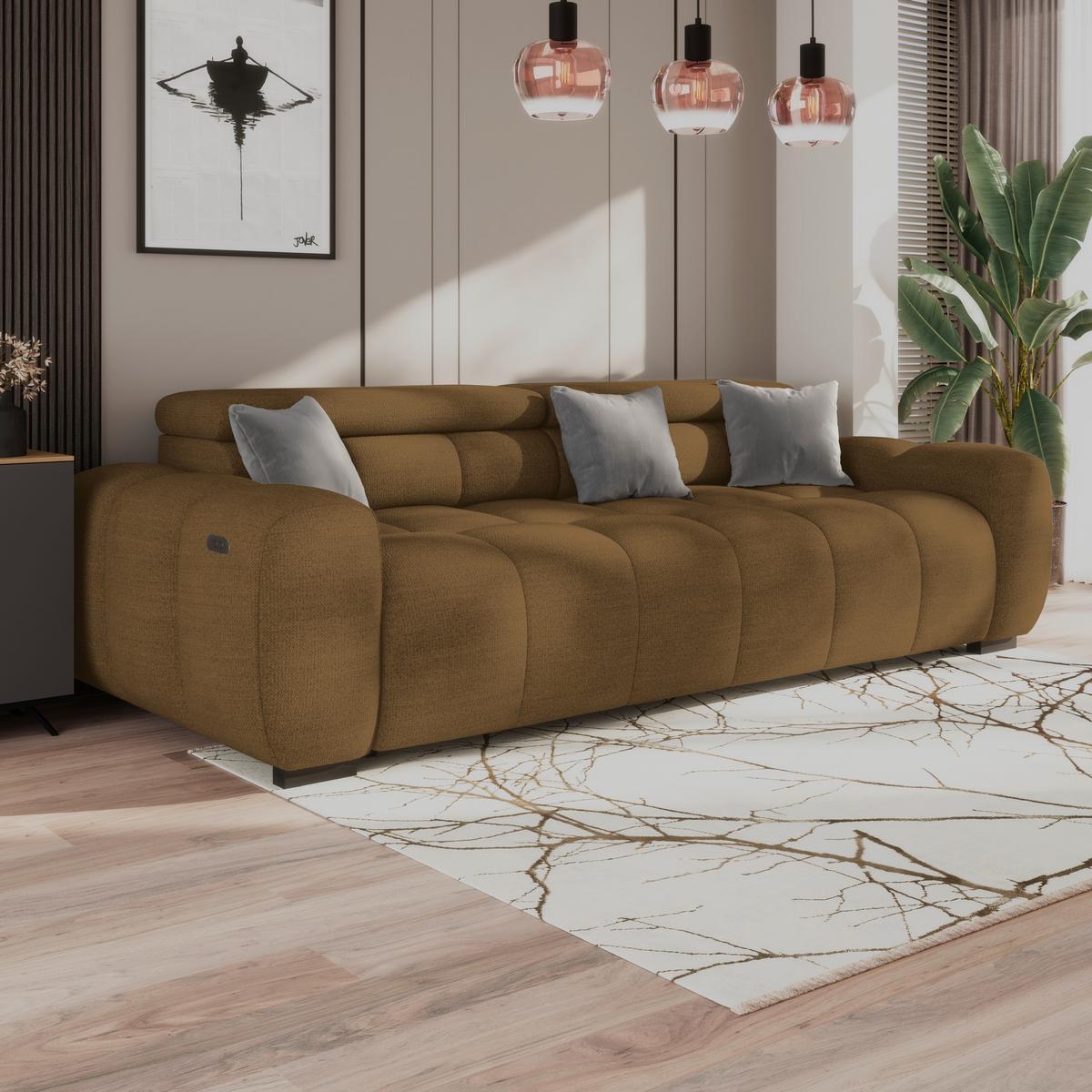 Velika Sofa Bull - smeđa/crna, Trend, tekstil/plastika (248/77-97/108cm) - Luca Bessoni