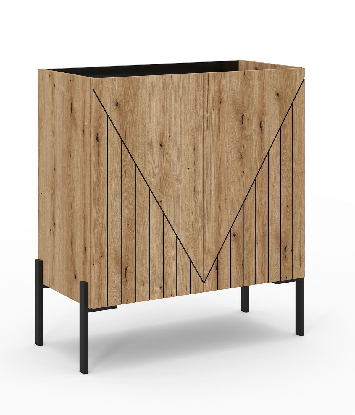 Komoda Neo, Barva Hrasta, Črna - črna/temni hrast, Design, kovina/leseni material (82/91/40cm) - Livetastic