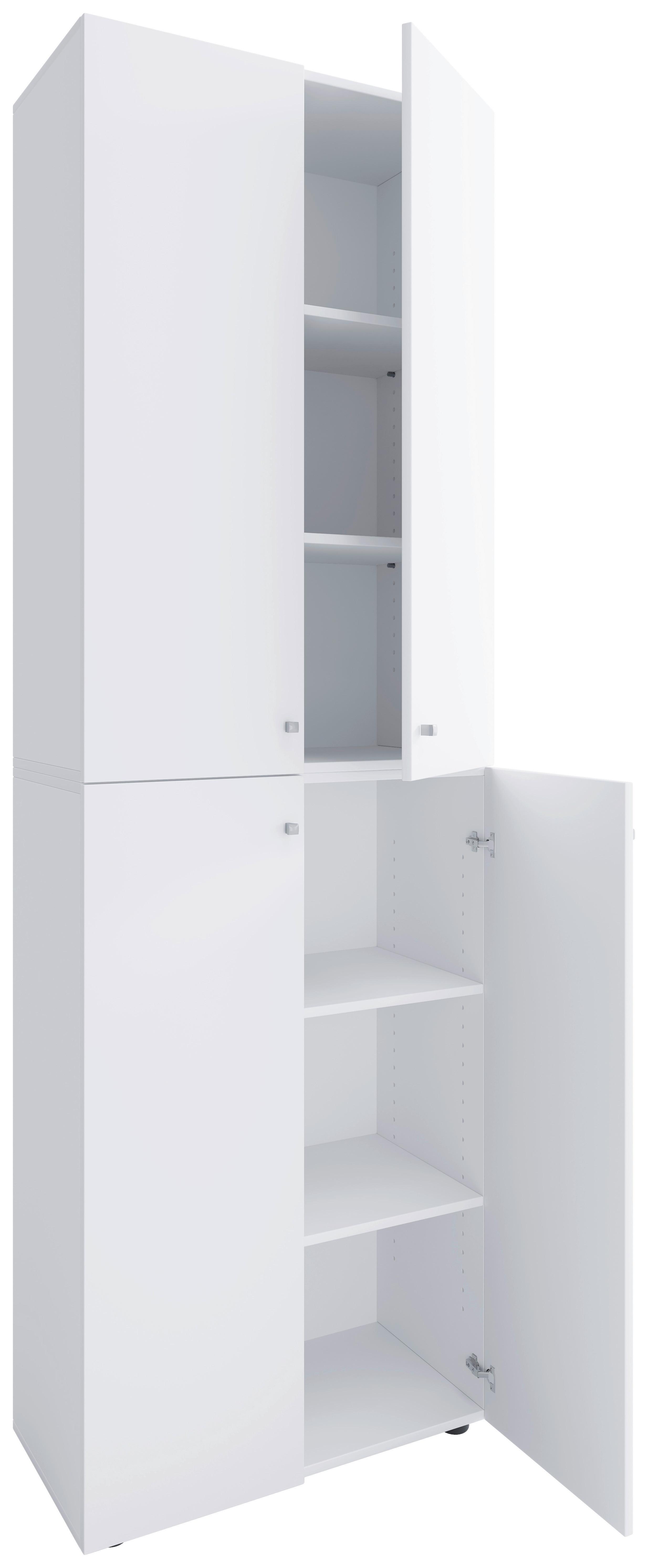 Schuhschrank Lona 2xl Dt - Weiss/Silberfarben, Design, Holzwerkstoff/Kunststoff (70/220/40cm) - MID.YOU