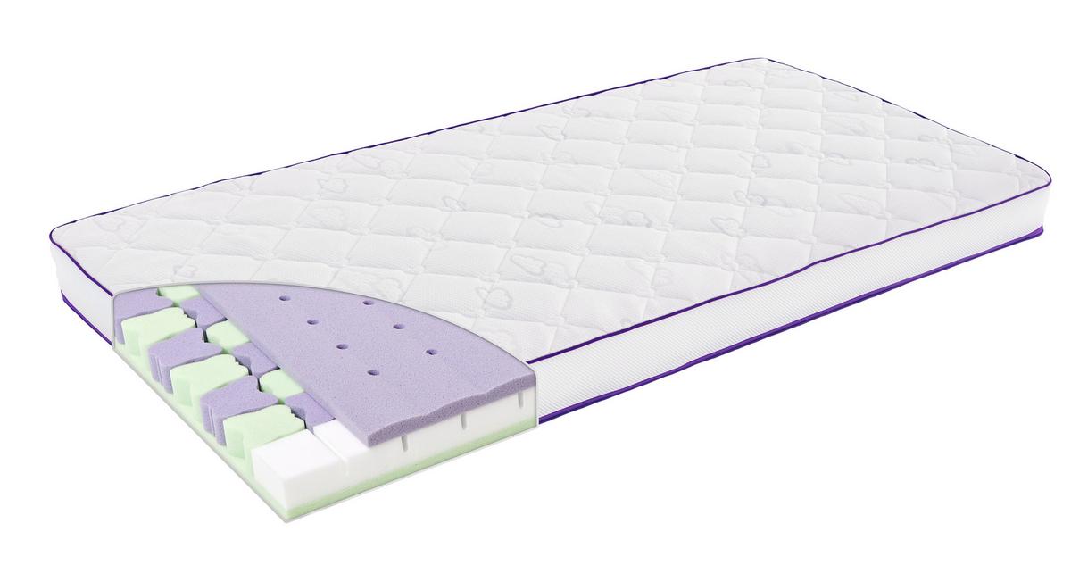 MATERAC DZIECIĘCY T014781 MOTYLKI - fioletowy/biały, Basics, tkanina (120/60/11cm) - Träumeland