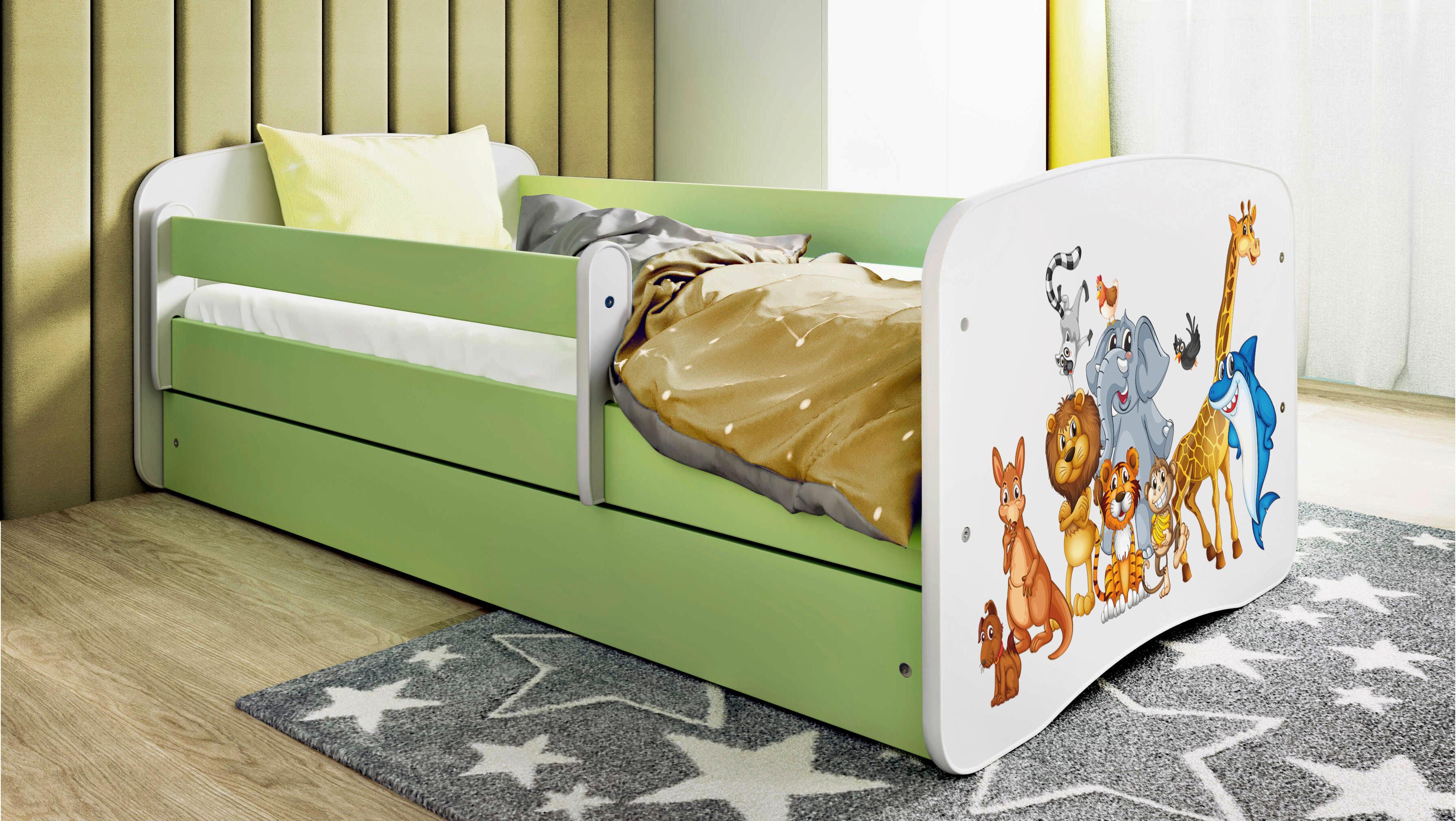 Otroška Postelja Babydreams, Bela, Zelena, 80x160cm - zelena/bela, Moderno, tekstil/leseni material (80/160cm) - MID.YOU