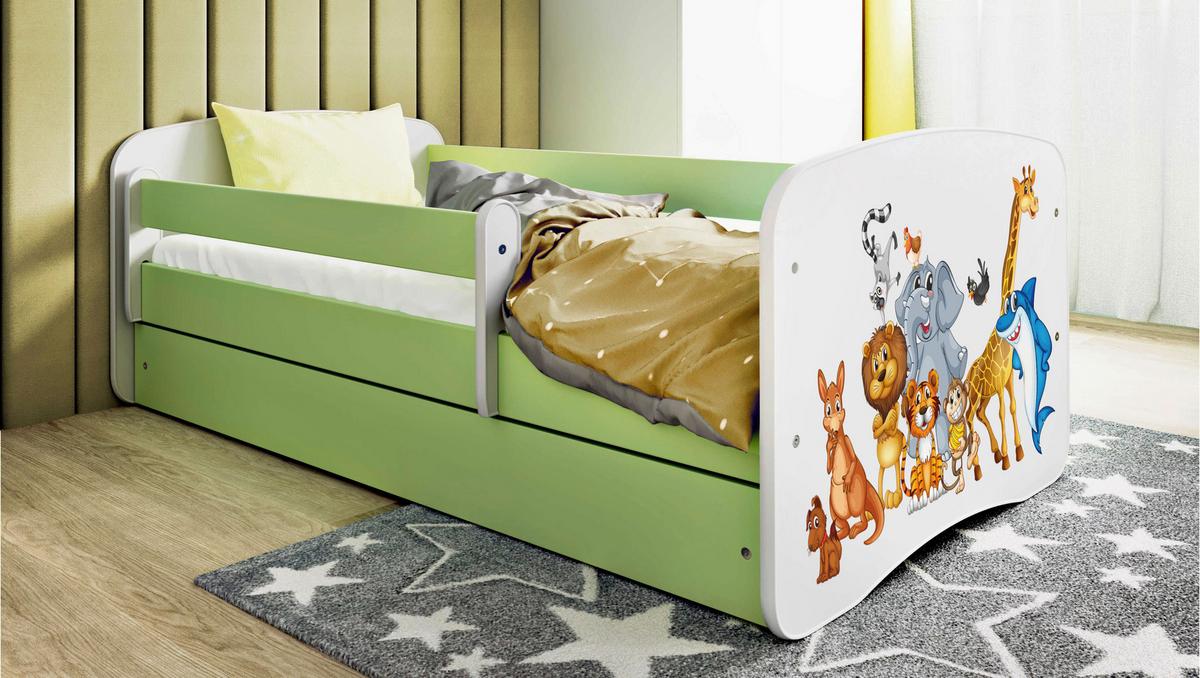 Otroška Postelja Babydreams, Bela, Zelena, 80x160cm - zelena/bela, Moderno, tekstil/leseni material (80/160cm) - MID.YOU