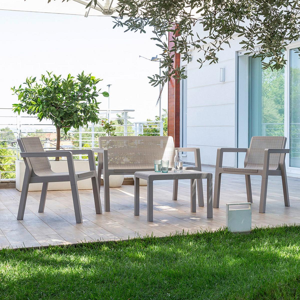 Vrtni Set Alba, Peščene Barve, 4-Delno - peščene barve, Basics, umetna masa (124/47/74cm) - Mömax
