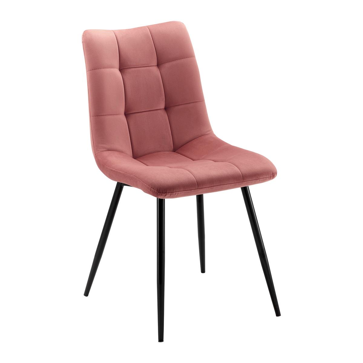 Stuhl Suri Rosa Samt Gepolstert - Schwarz/Rosa, MODERN, Holz/Textil (46/87/59cm) - Bessagi Home
