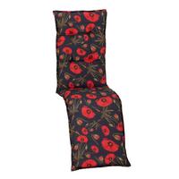 Relaxsesselauflage Trondheim ca. 170x46cm Schwarz Mohnblume - Schwarz, Basics, Textil (170/46/8cm) - Gardenson
