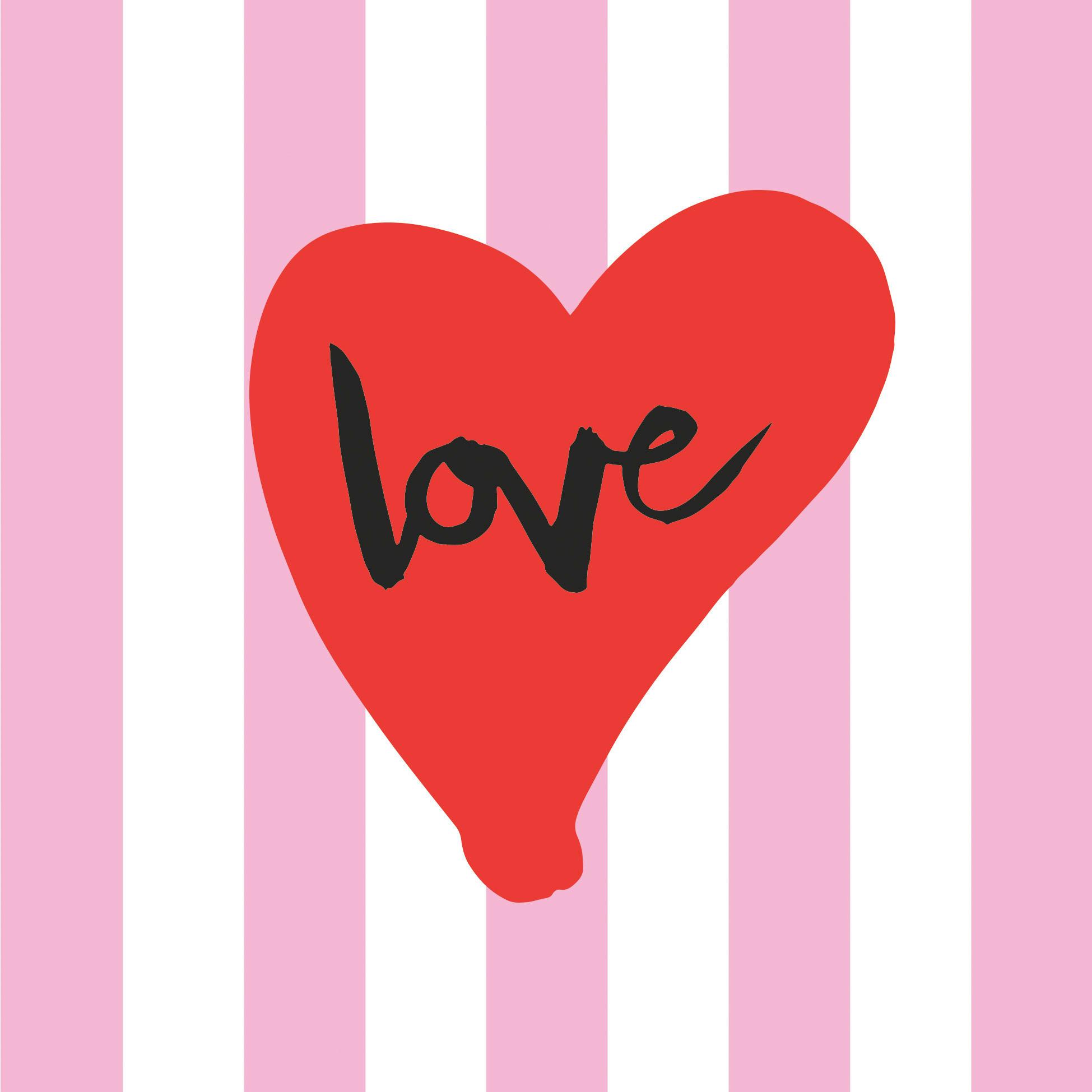 Serviette Love Multicolor ca. 17x17cm - Multicolor, KONVENTIONELL, Papier (17.5/17.5cm) - PPD