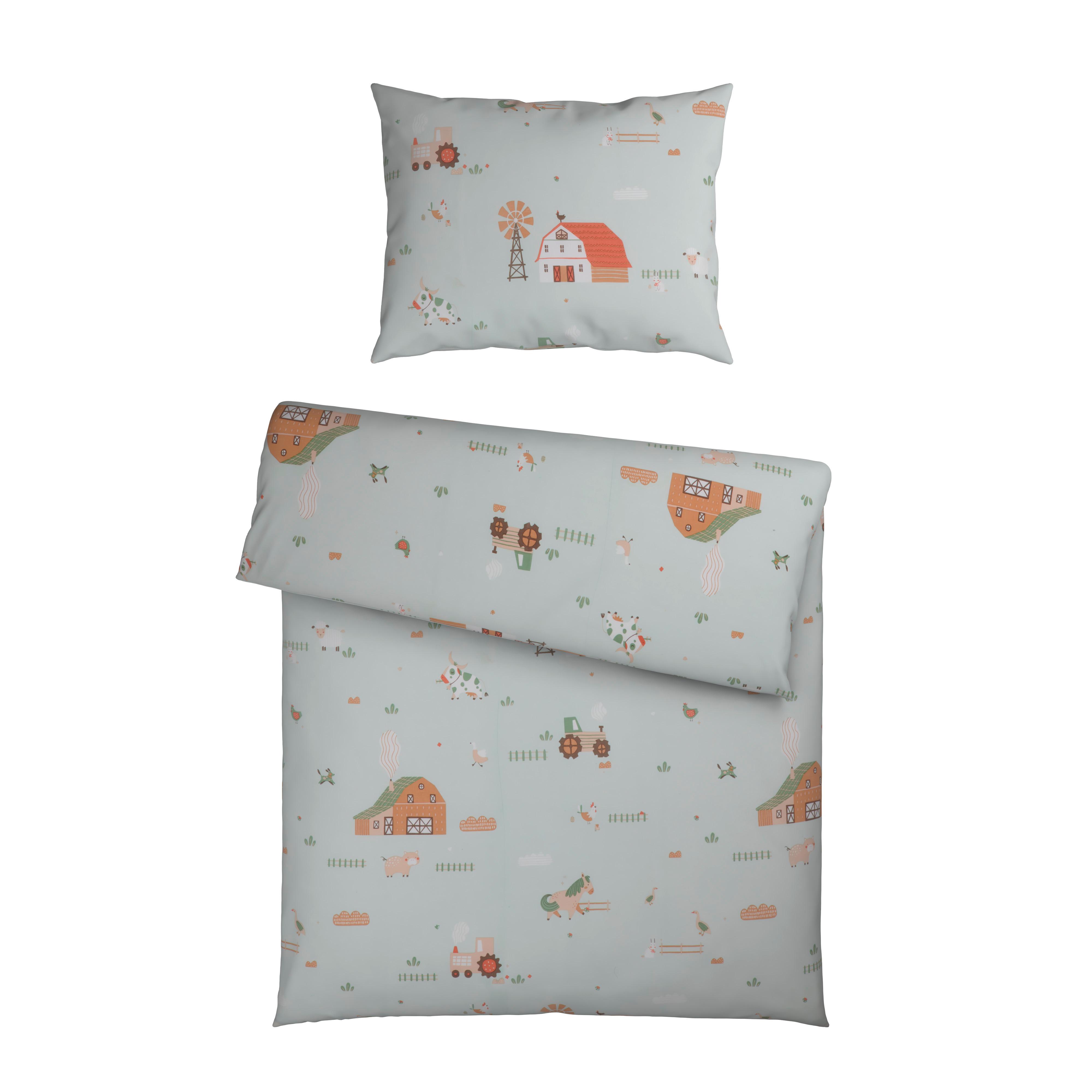 POŚCIEL NIEMOWLĘCA BAUERNHOF - zielony, Basics, tkanina (100/135cm) - Avelia