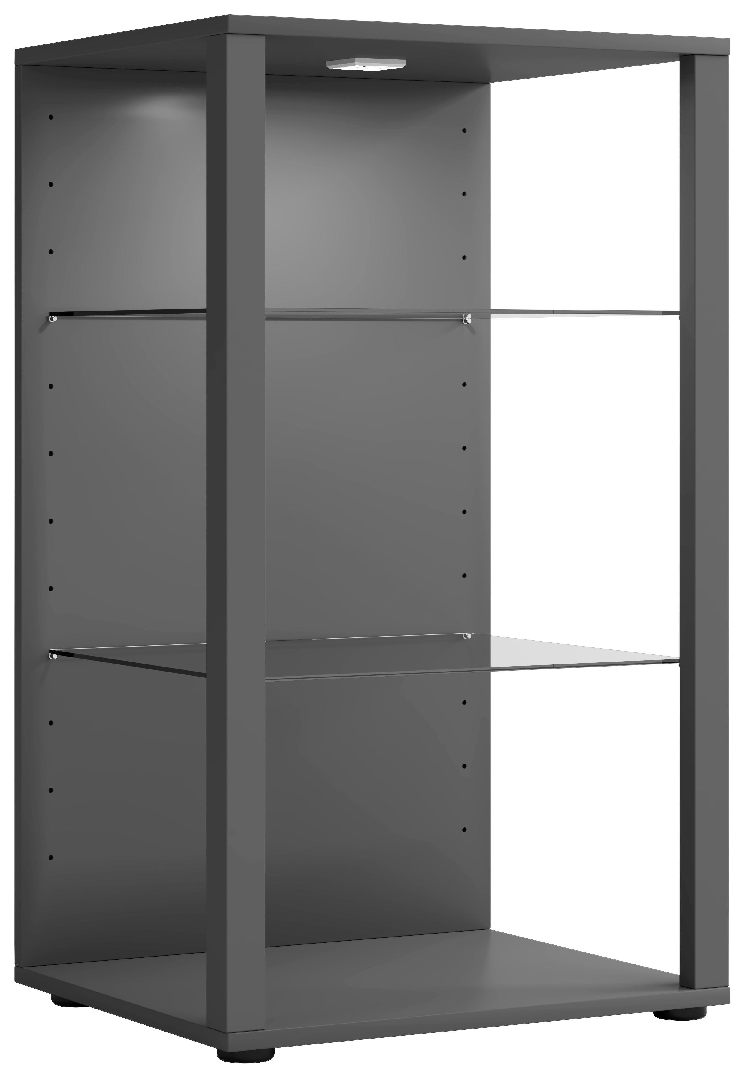 Vitrina Glasol Xxl, Siva - črna/antracit, Moderno, umetna masa/steklo (52/90/44cm) - MID.YOU