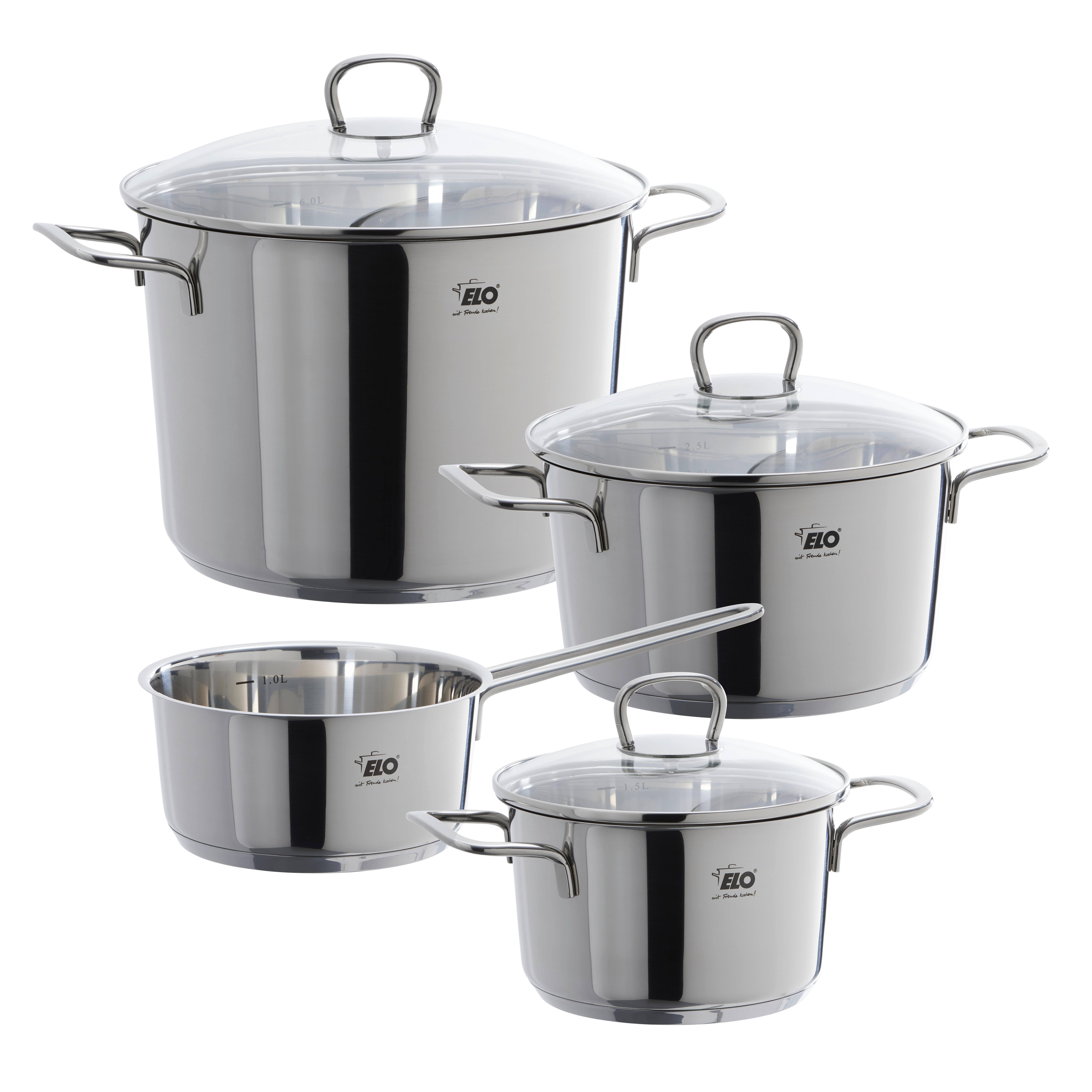 Set Loncev Elian, Nerjaveče Jeklo, 7-Delni - barve nerjavečega jekla/prozorno, Moderno, kovina/steklo - ELO