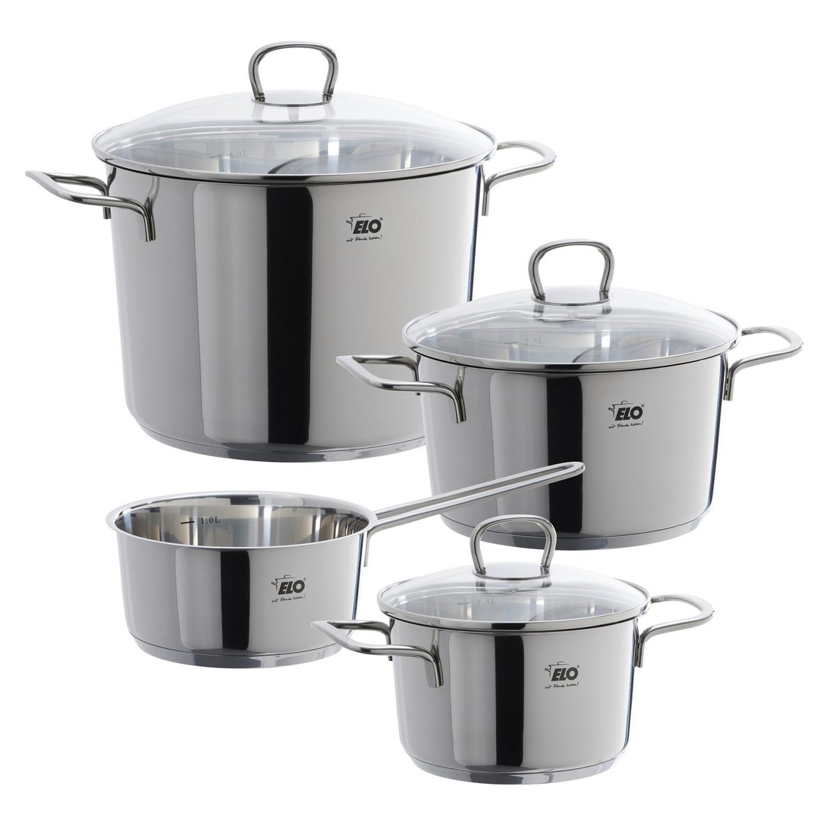 Set Loncev Elian, Nerjaveče Jeklo, 7-Delni - barve nerjavečega jekla/prozorno, Moderno, kovina/steklo - ELO