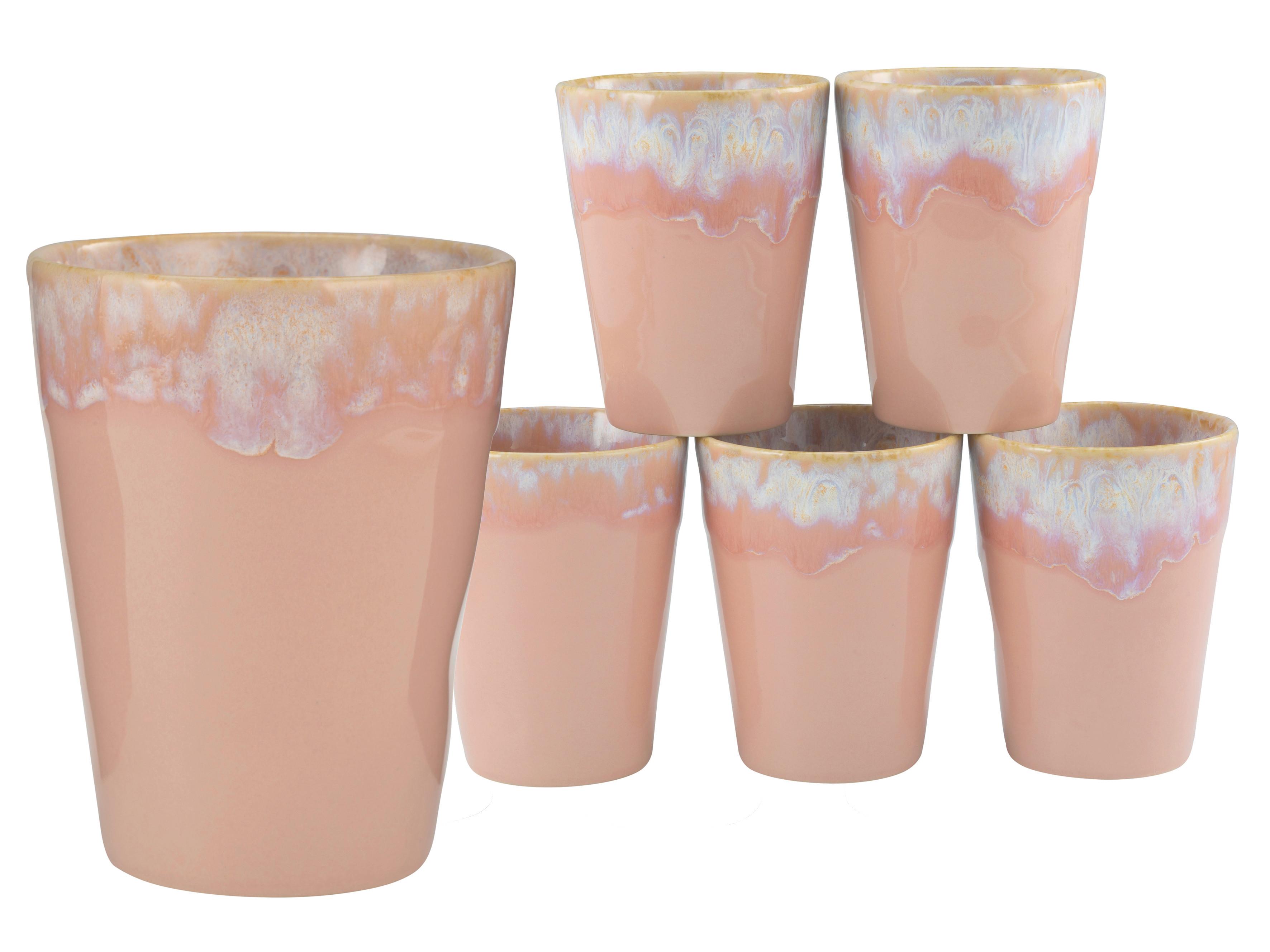 KOMPLET FILIŻANEK GRESPRESSO ROSE 23731 - różowy, Basics, ceramika (32/19,5/26cm) - Creatable