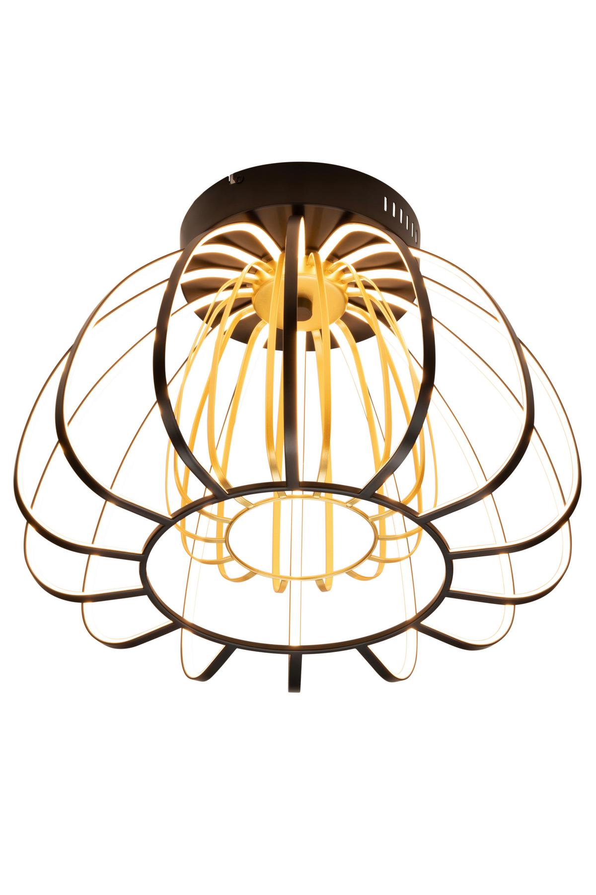 LAMPA SUFITOWA LED ONTARIO *SBN* - czarny/kolor złoty, Design, tworzywo sztuczne/metal (44,5/33cm) - Novel