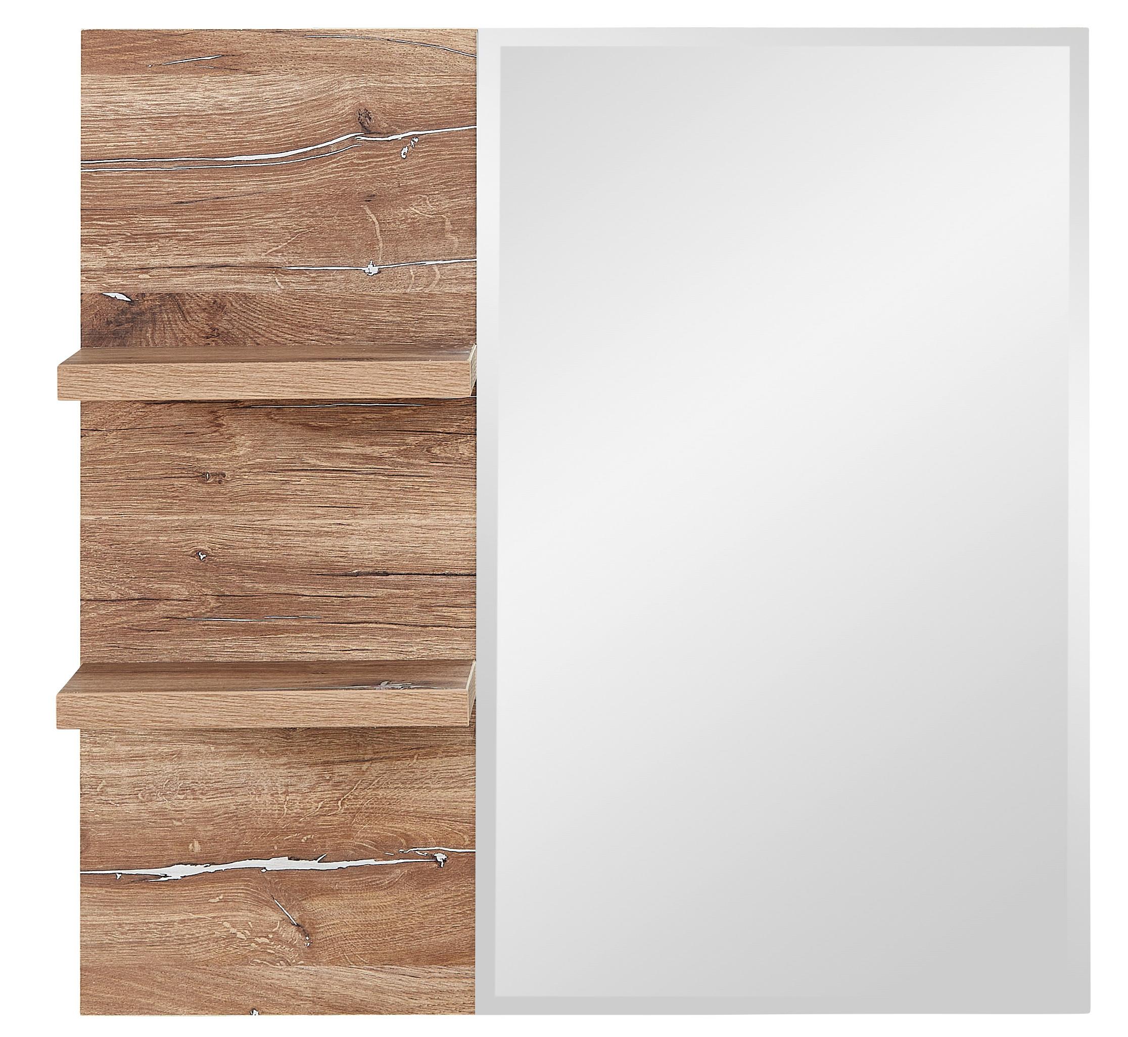 LUSTRO ŚCIENNE LINEA - kolor dębowy, Modern, materiał drewnopochodny/szkło (82/80/17cm) - MID.YOU