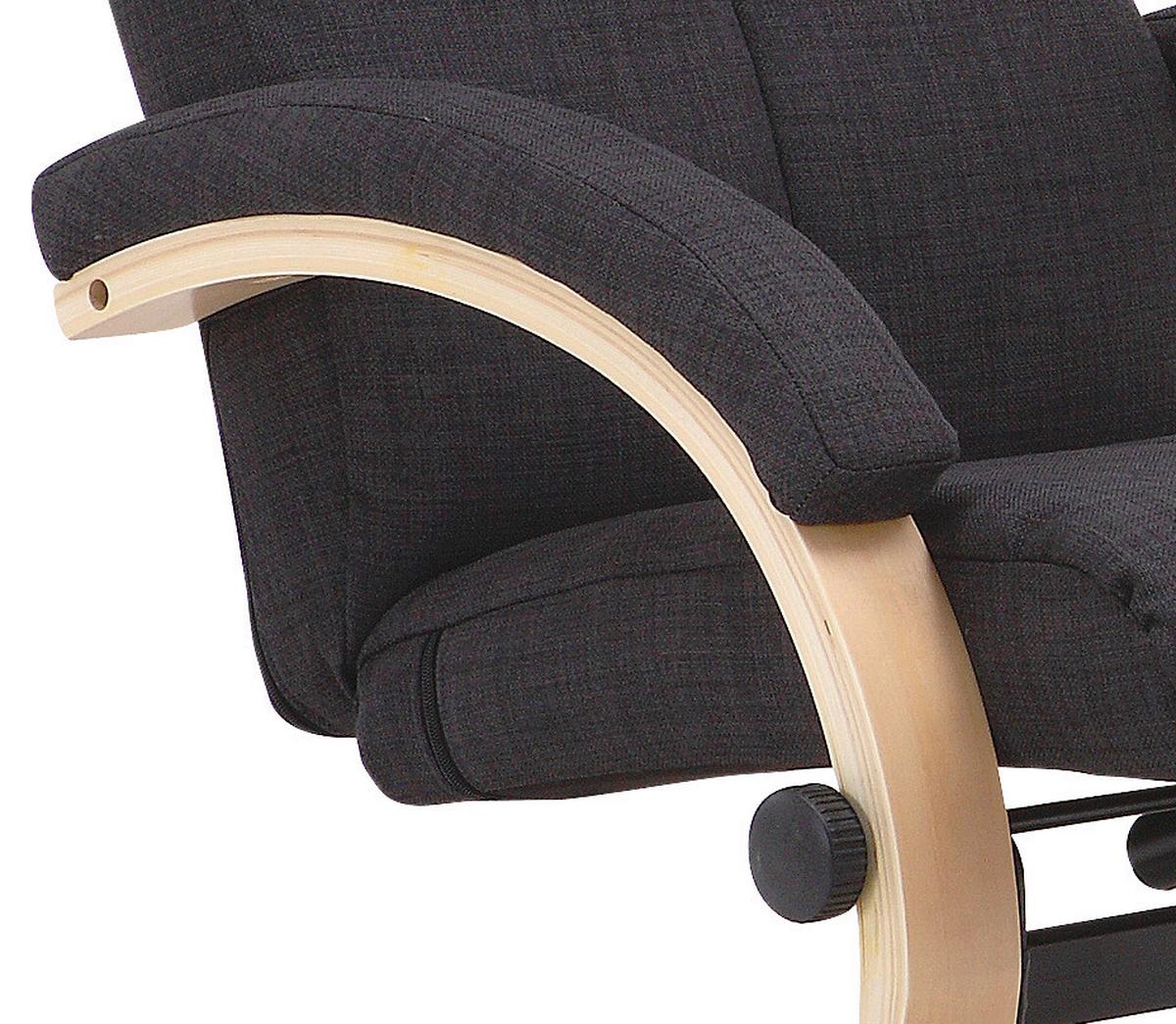 Tv-fotelj Niklas, Temno Siva, Masivno, Tabure - temno siva/naravne barve, Moderno, kovina/tekstil (66/98-86/80-110cm) - Ondega