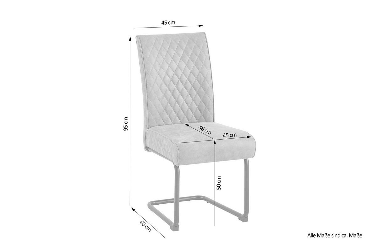 Schwingstuhl-Set Maria-XXL 2er-Set Anthrazit - Anthrazit/Schwarz, MODERN, Textil/Metall (45/95/60cm) - MID.YOU