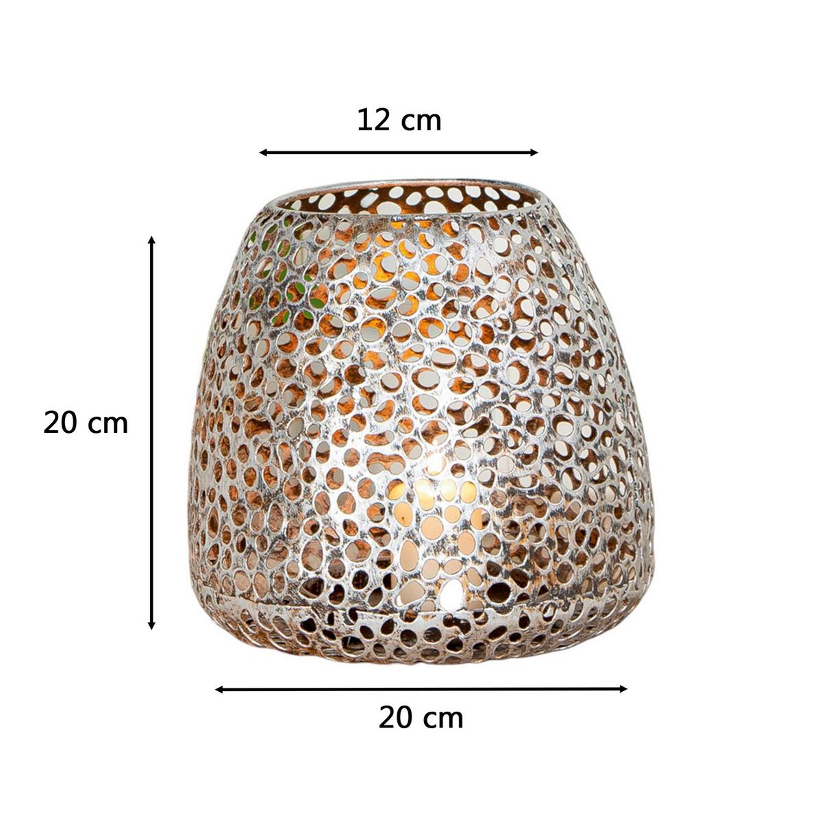 Windlicht Silberfarben - Silberfarben, Basics, Metall (20/20/20cm)