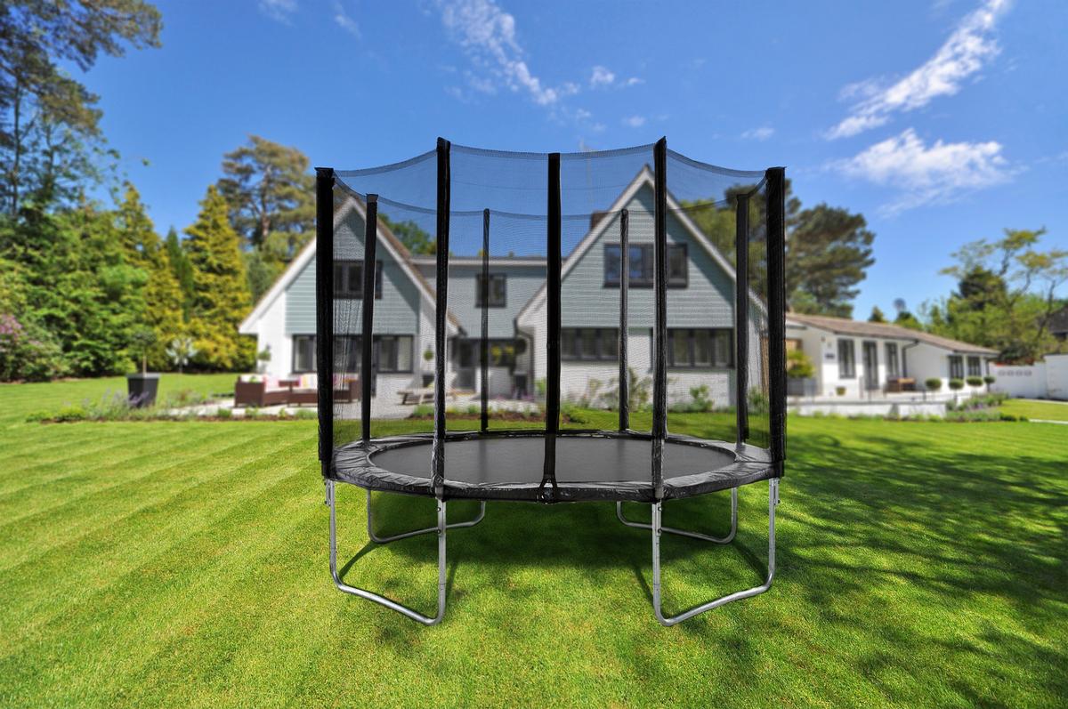 Trambulin Védőhálóval Jump - ezüst/fekete, műanyag/fém (305/256cm) - Modern Living