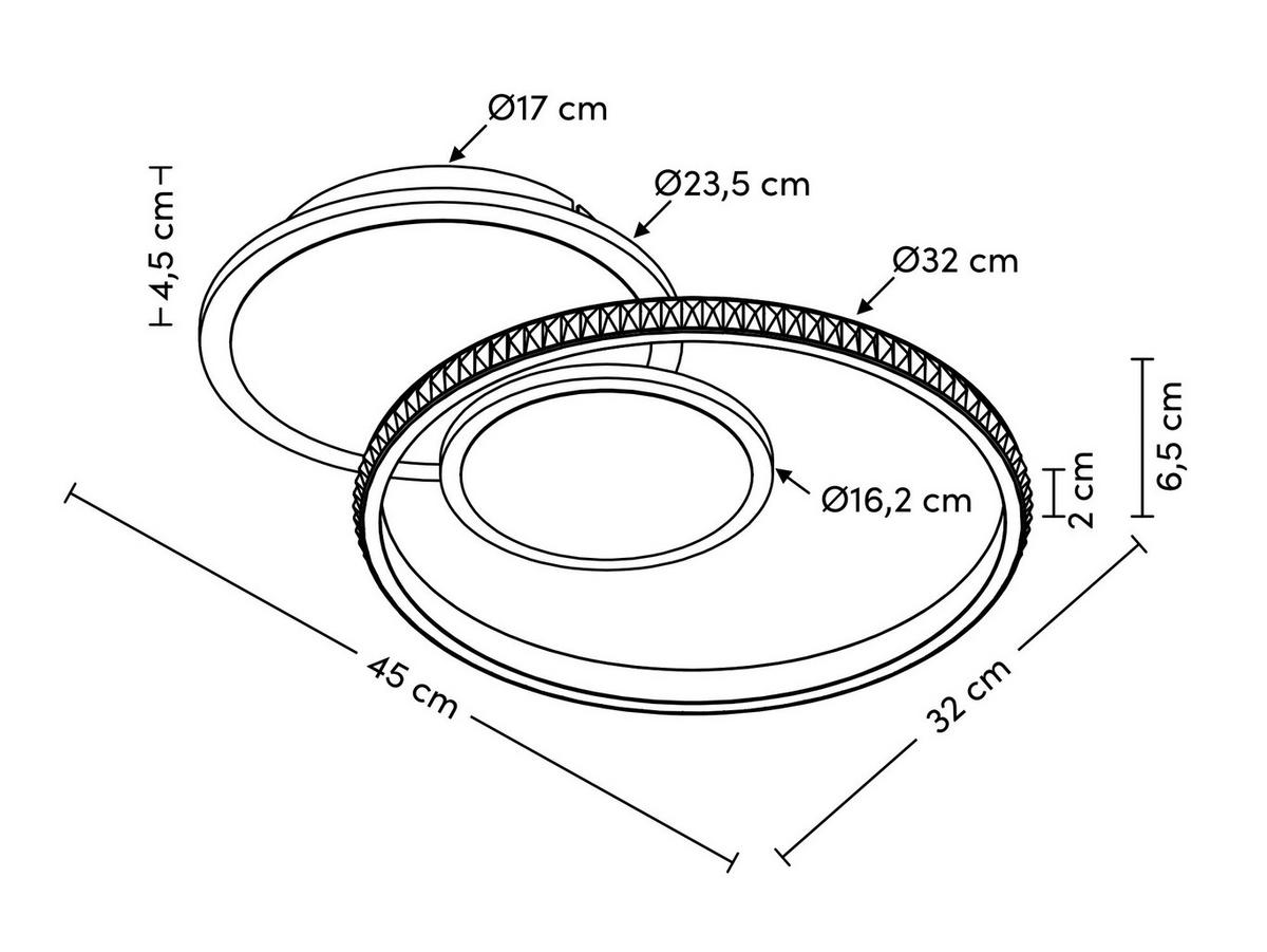 LED-Deckenleuchte Rulm in Schwarz/Weiß max. 18 Watt - Schwarz/Weiß, MODERN, Kunststoff/Metall (45/32/6,5cm) - Modern Living