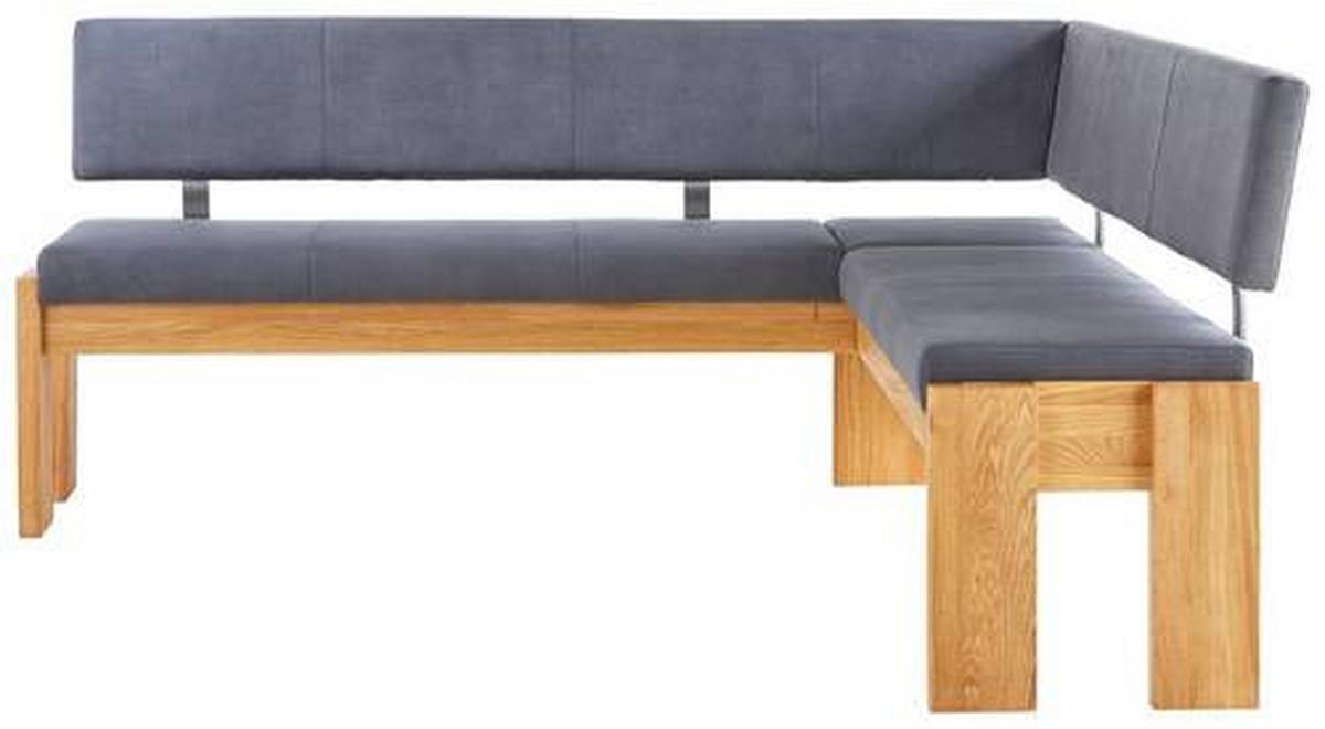 Truheneckbank in Eiche massiv in Dunkelgrau - Dunkelgrau/Eichefarben, Basics, Holz/Textil (192/167cm) - Mömax