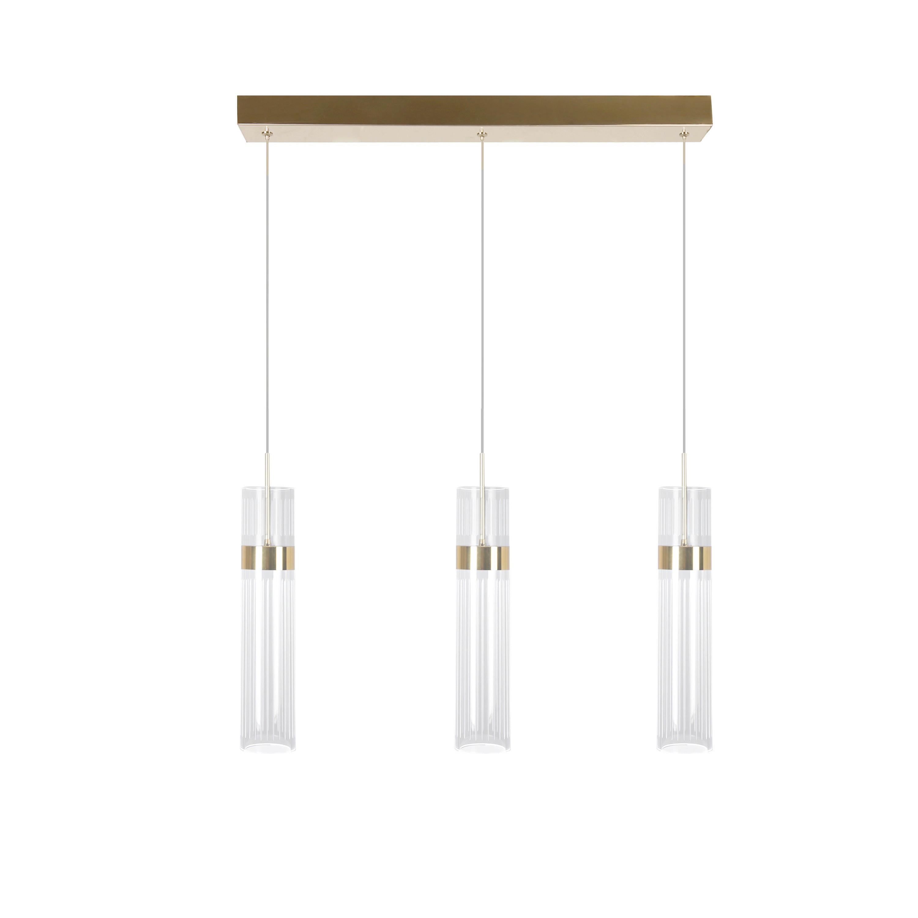 Led-hängeleuchte Lp-1510/3l Gd Ambiente 3 Gold - Goldfarben, Konventionell, Kunststoff (120/60/6cm)