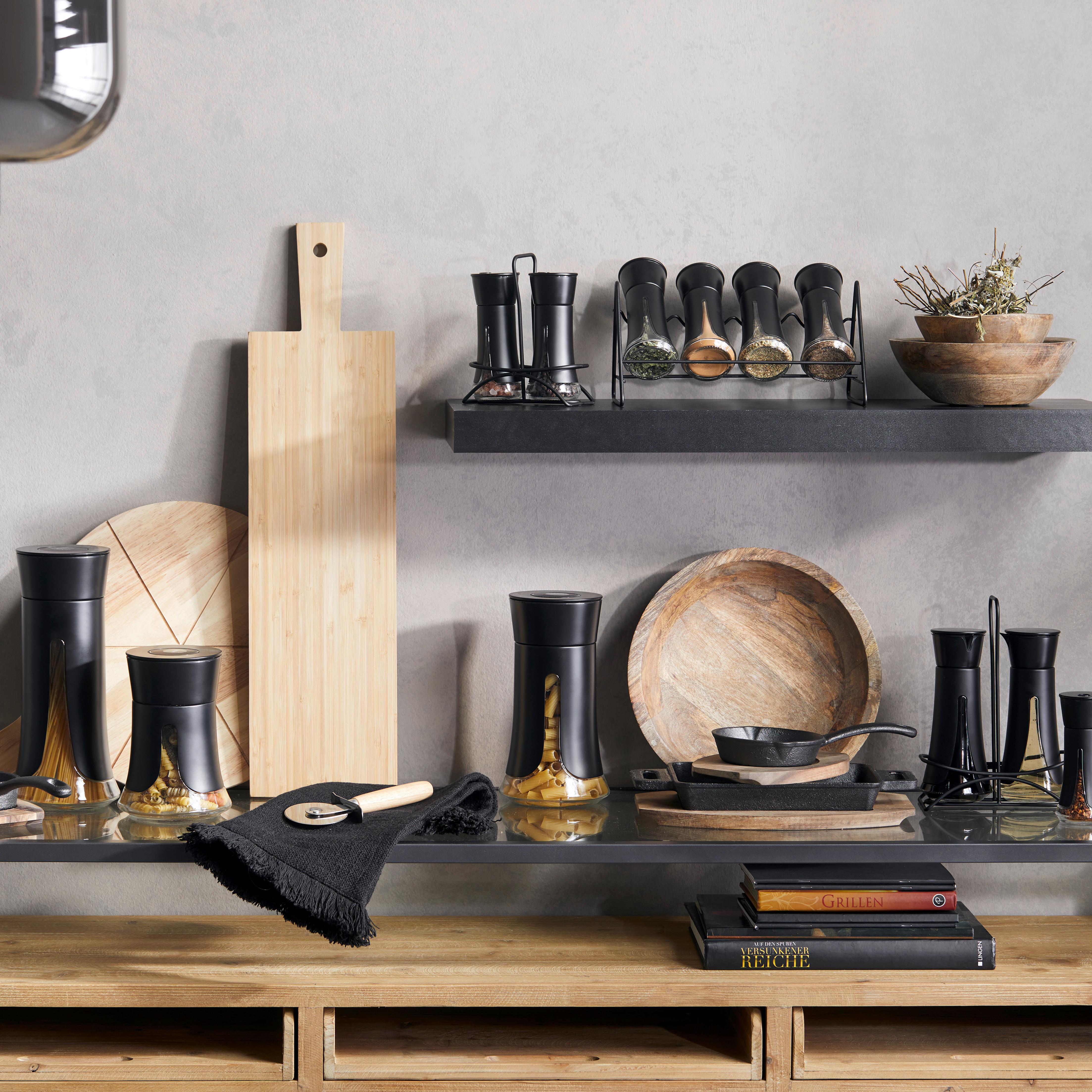 Vorratsdose Aurelius - S in Schwarz matt - Schwarz, MODERN, Glas/Kunststoff - Premium Living