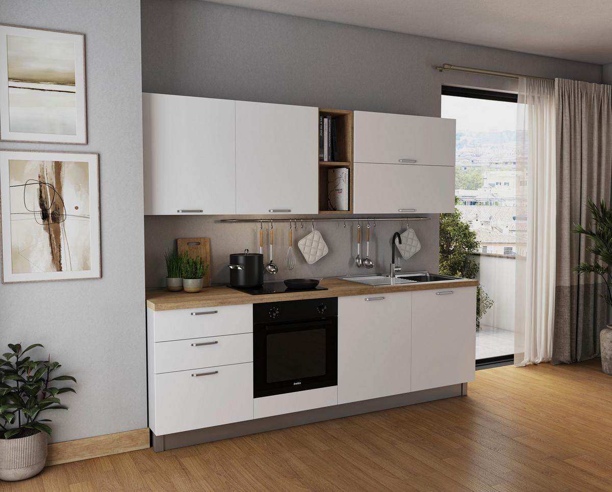 Blok Kuhinja S Aparatima Kira - bijela, Moderno, drvni materijal (240/216/60cm) - Modern Living