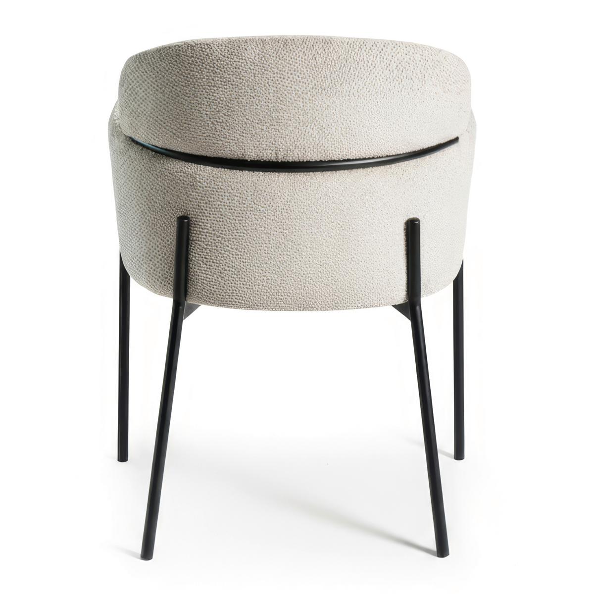 Armlehnstuhl Chloe Greige Webstoff Gepolstert - Greige/Schwarz, MODERN, Textil/Metall (62/79/59,5cm) - Bessagi Home
