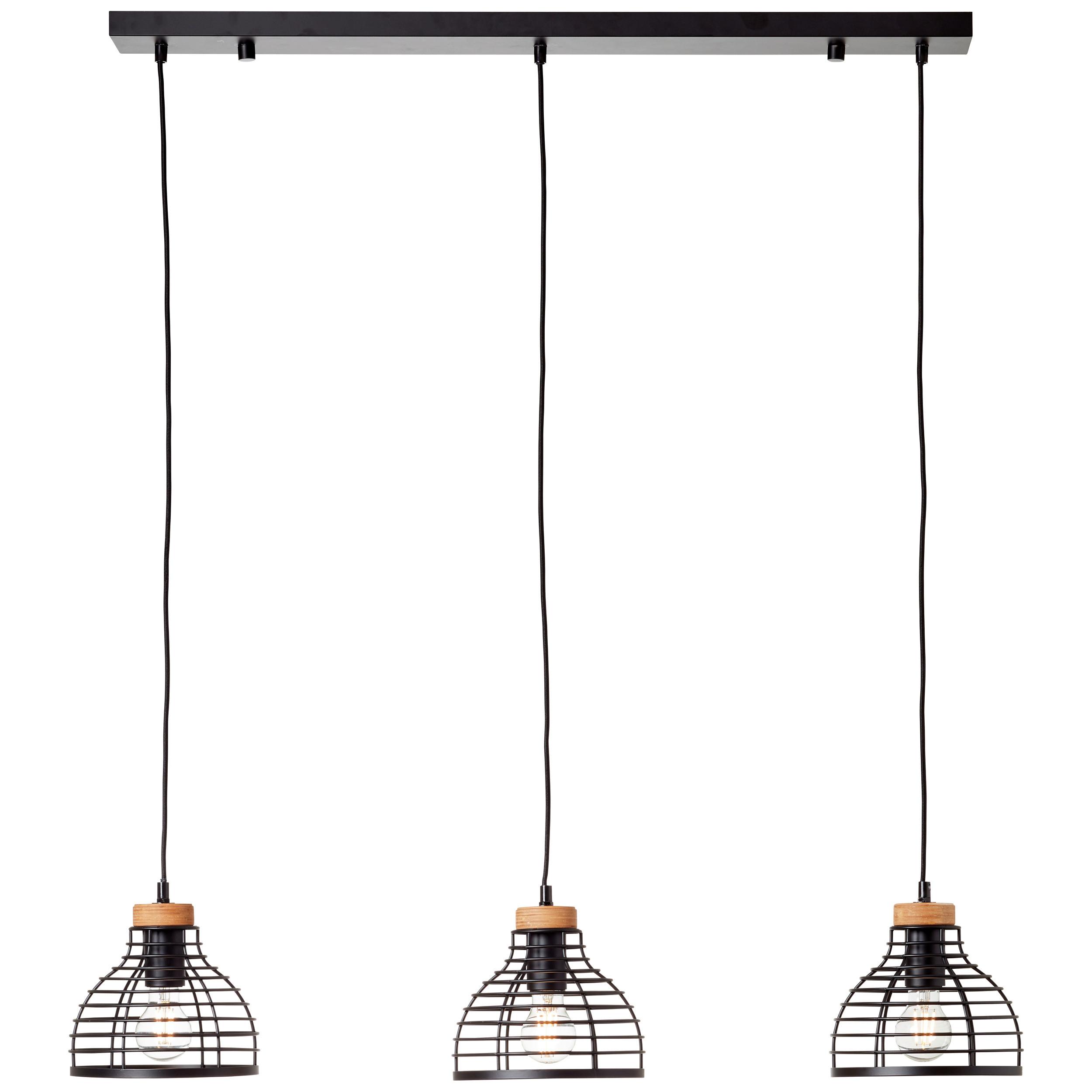 Pendelleuchte Avia Schwarz max. 52 Watt - Schwarz, Natur, Holz/Metall (100/25/120cm) - Brilliant