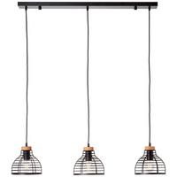 Pendelleuchte Avia Schwarz max. 52 Watt - Schwarz, Natur, Holz/Metall (100/25/120cm) - Brilliant