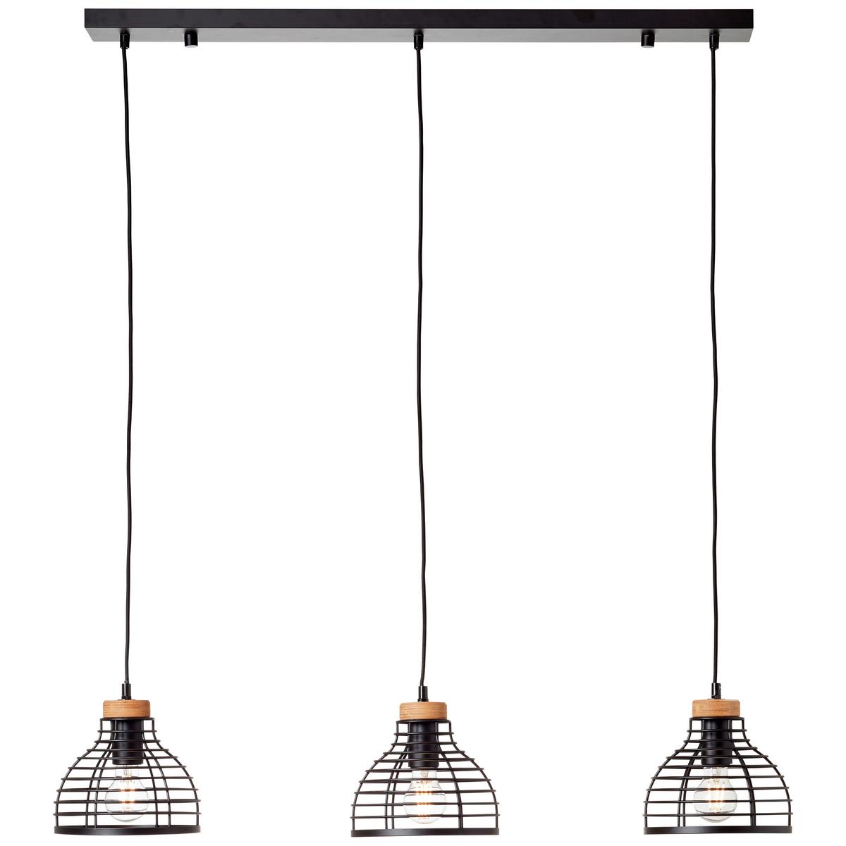 Pendelleuchte Avia Schwarz max. 52 Watt - Schwarz, Natur, Holz/Metall (100/25/120cm) - Brilliant