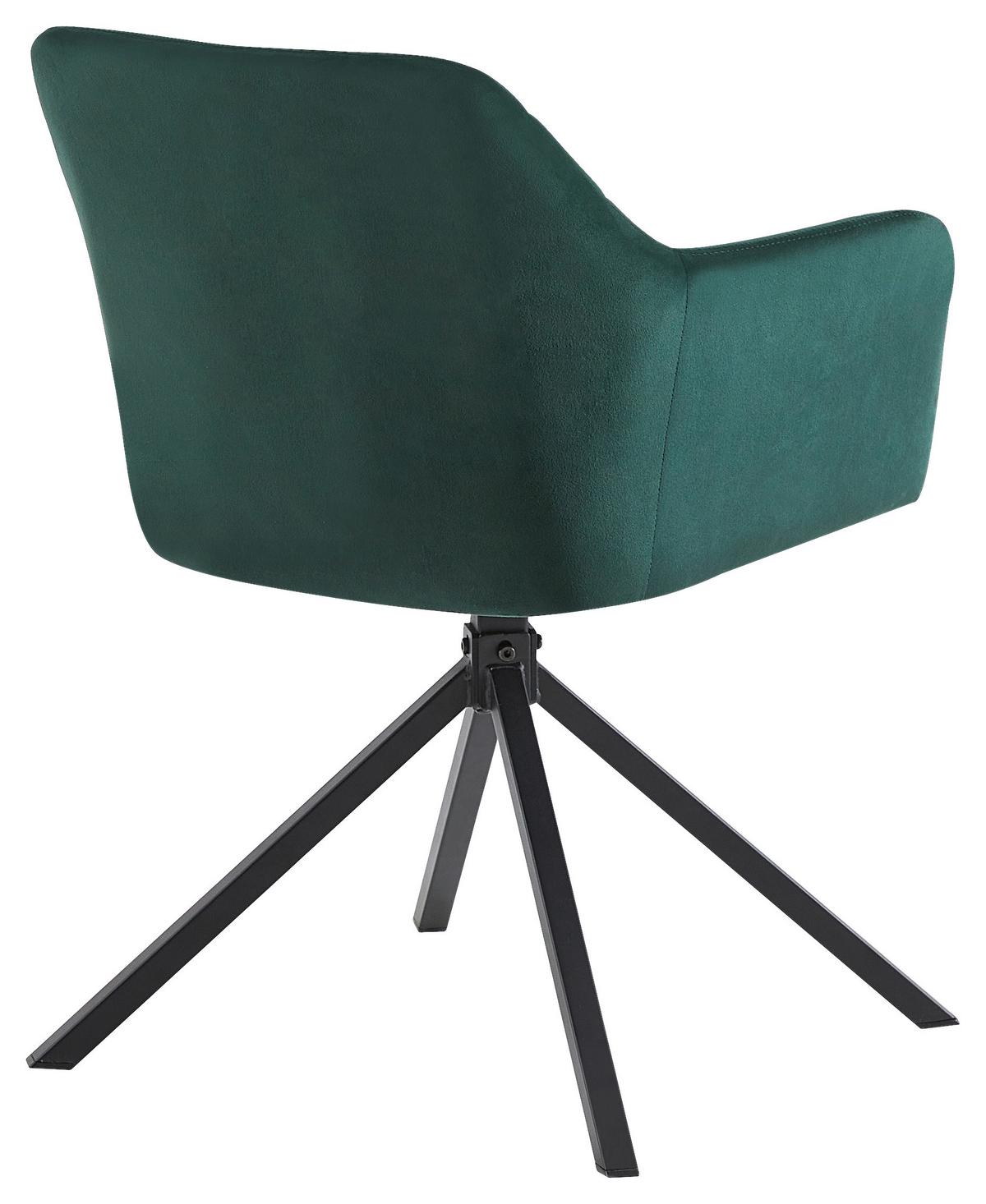 Stol Patti, Temno Zelena, Žamet, Vrtljiv - črna/siva, Konvencionalno, kovina/tekstil (56/81/60,5cm) - Mömax