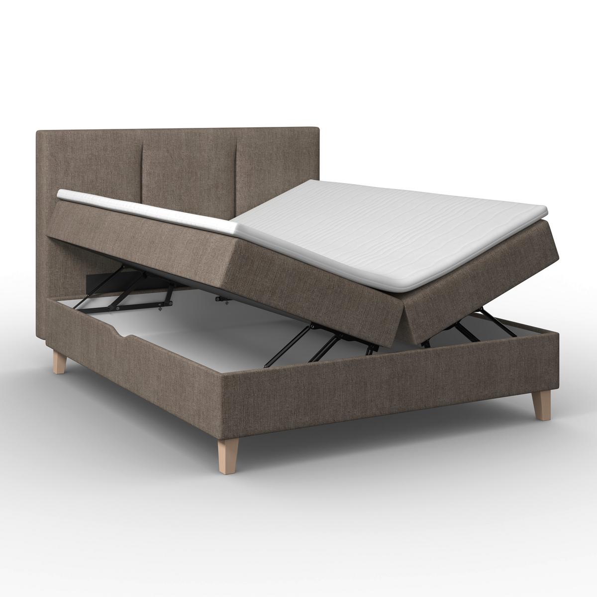 Box Ágy 140x200 Monza - barna, Modern, textil/fa (140/200cm) - Bessagi Home