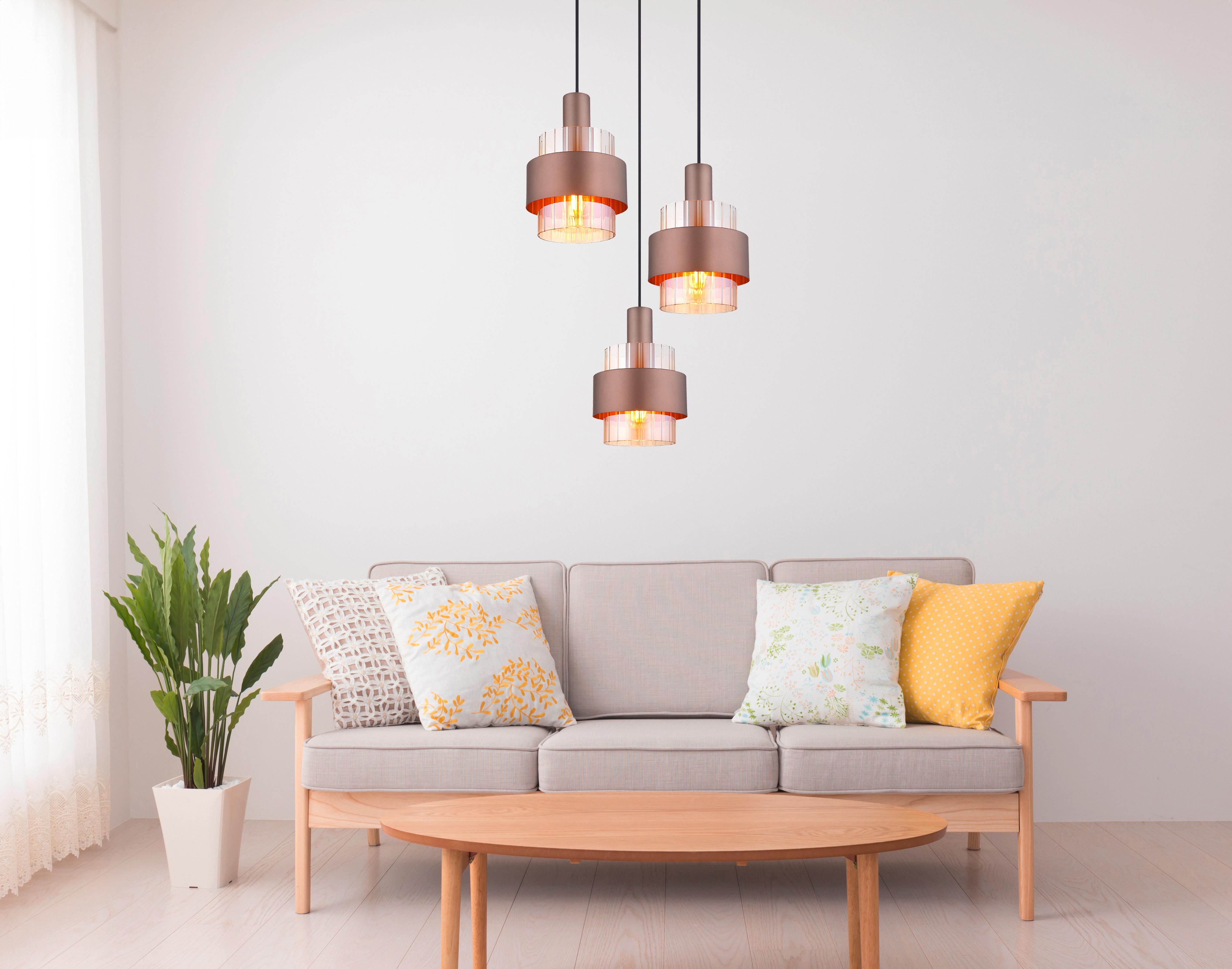 Viseća Svjetiljka Brončana Boja - narančasta/brončane boje, Design, staklo/metal (45/150cm) - Globo