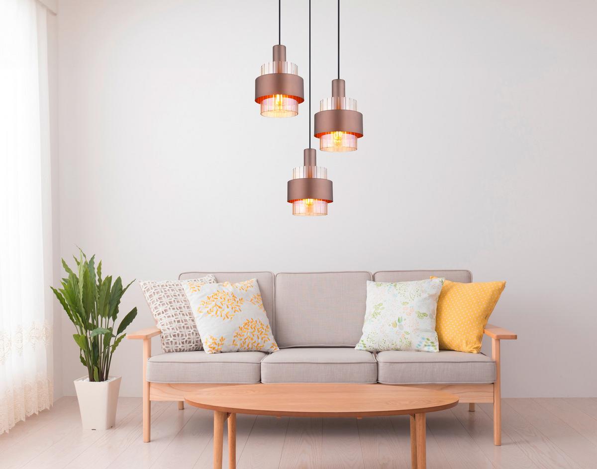 Viseća Svjetiljka Brončana Boja - narančasta/brončane boje, Design, staklo/metal (45/150cm) - Globo