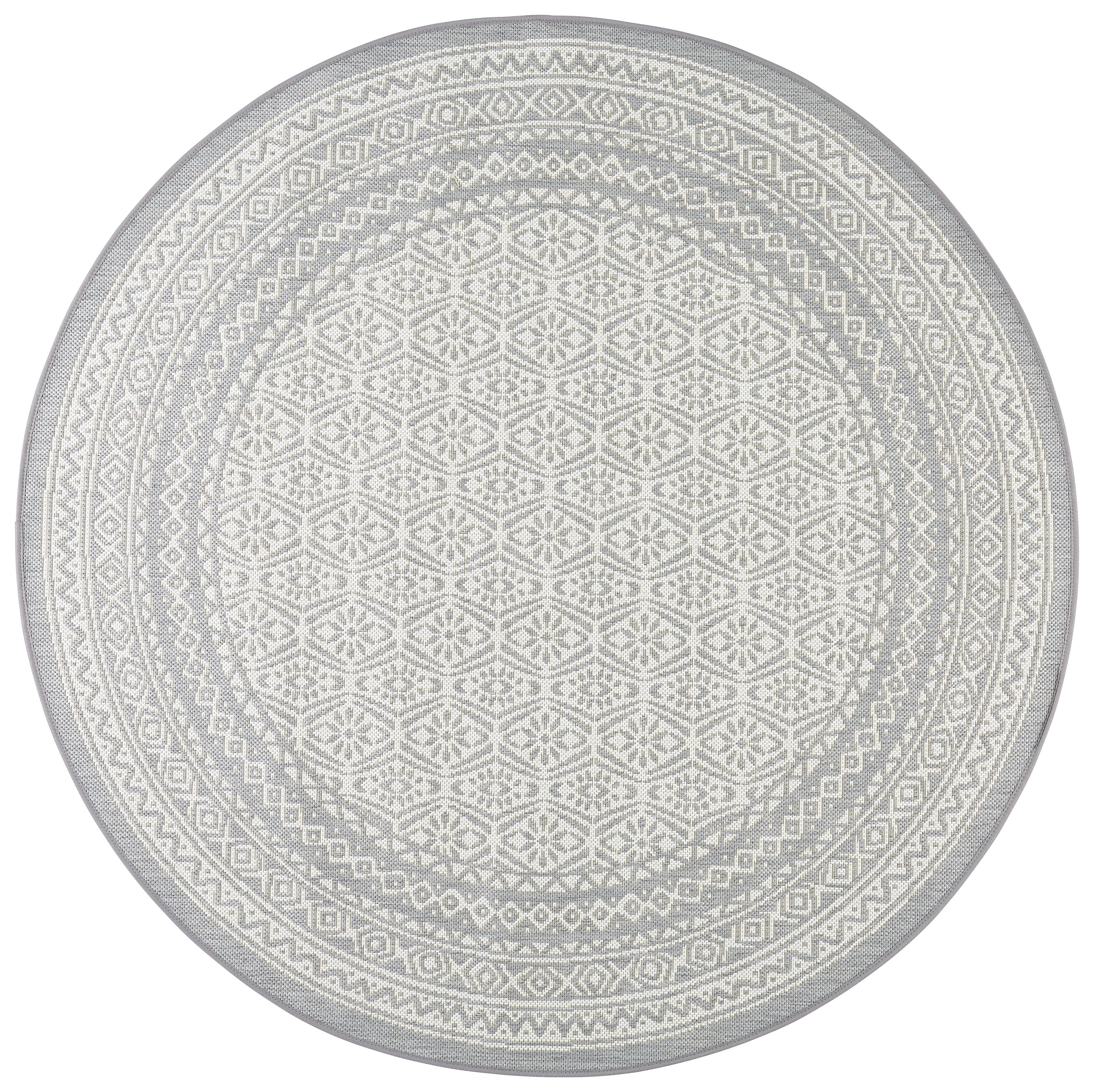 Flachwebeteppich Arizona in Grau Ø ca.160cm - Grau, MODERN, Textil (160cm) - Modern Living