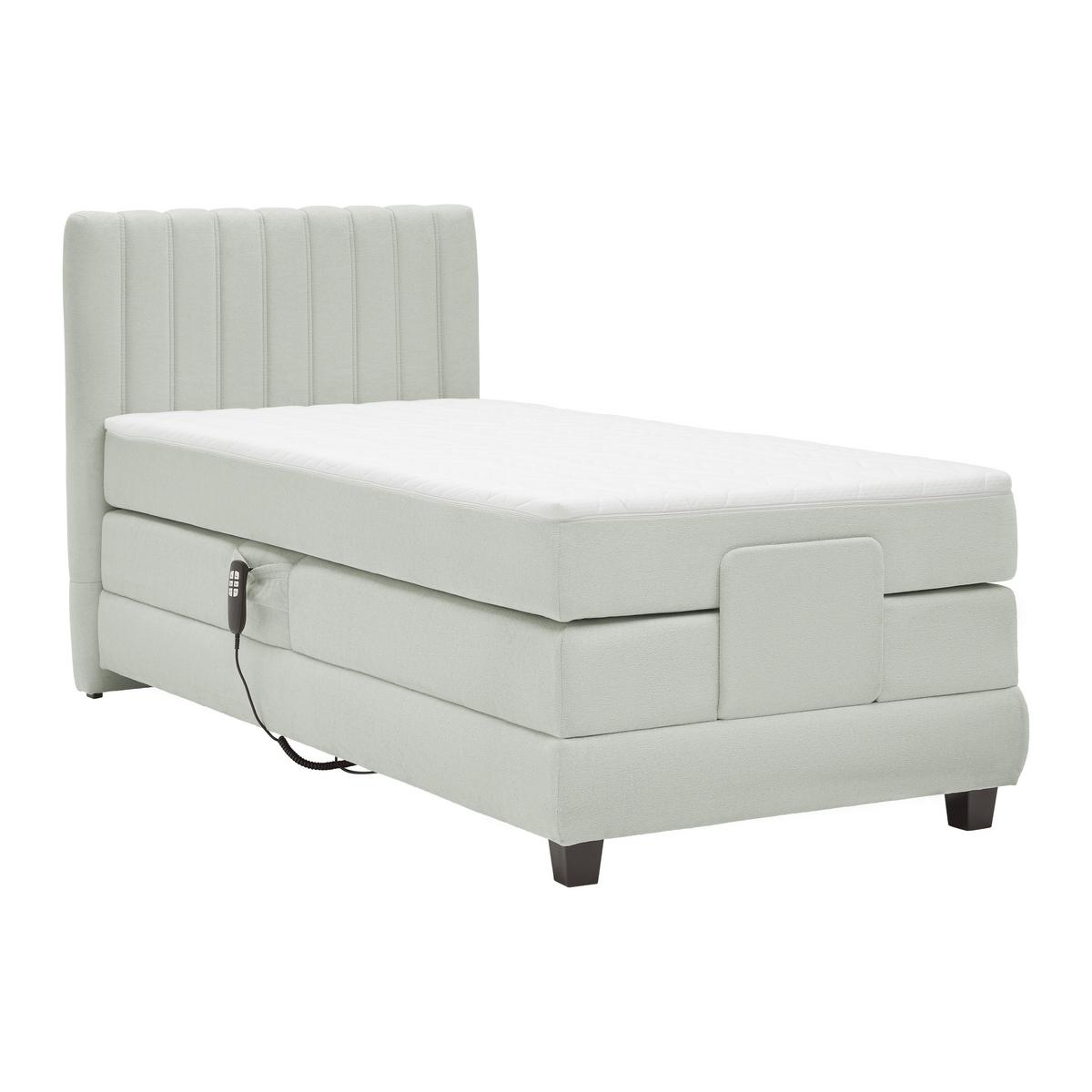 Boxspringbett Dixon Hellgrau ca. 90x200cm - Hellgrau/Schwarz, KONVENTIONELL, Holz/Holzwerkstoff (90/200cm) - Premium Living